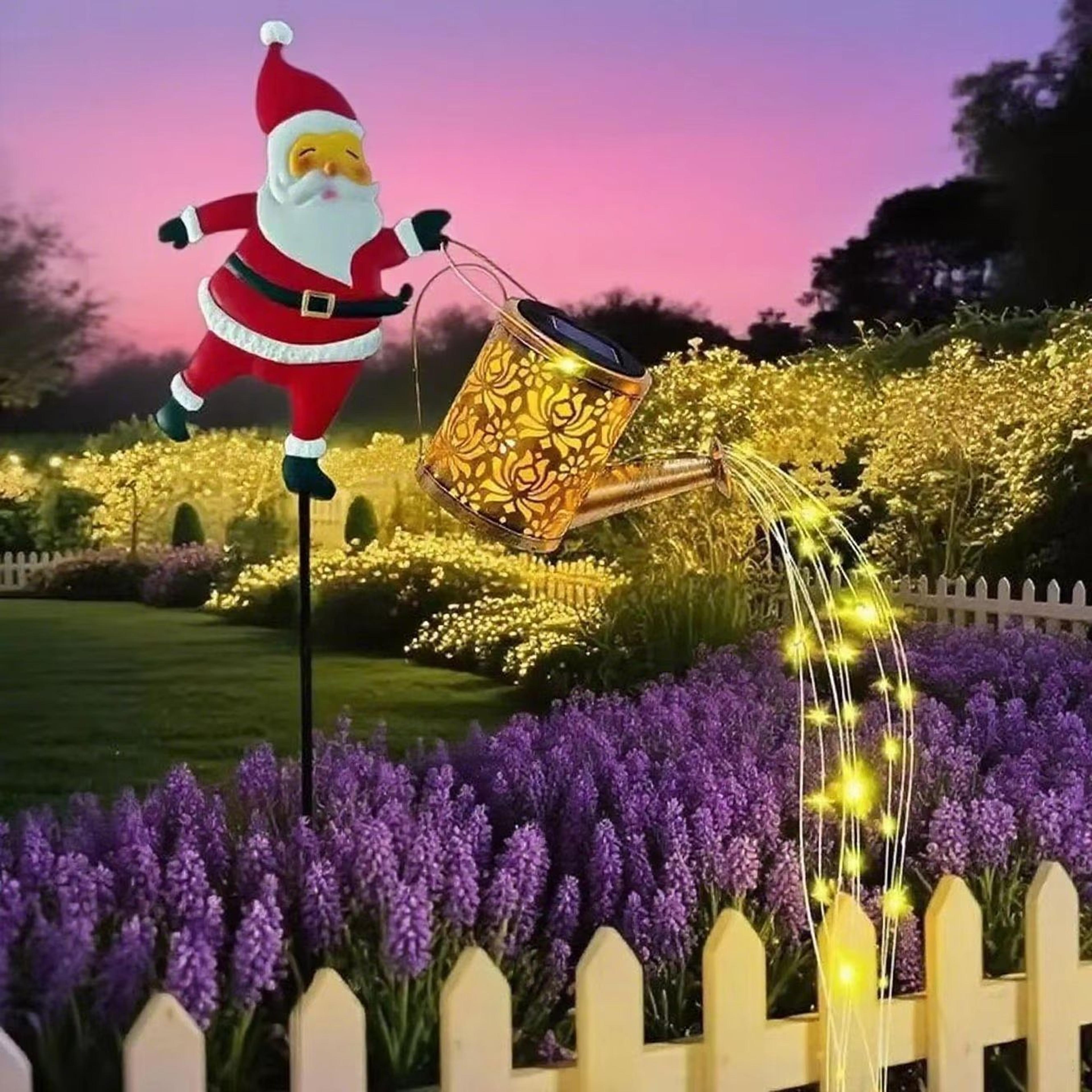 Solar Snowman Watering Can Light LED Garden Decor Outdoor Hanging Lantern 6