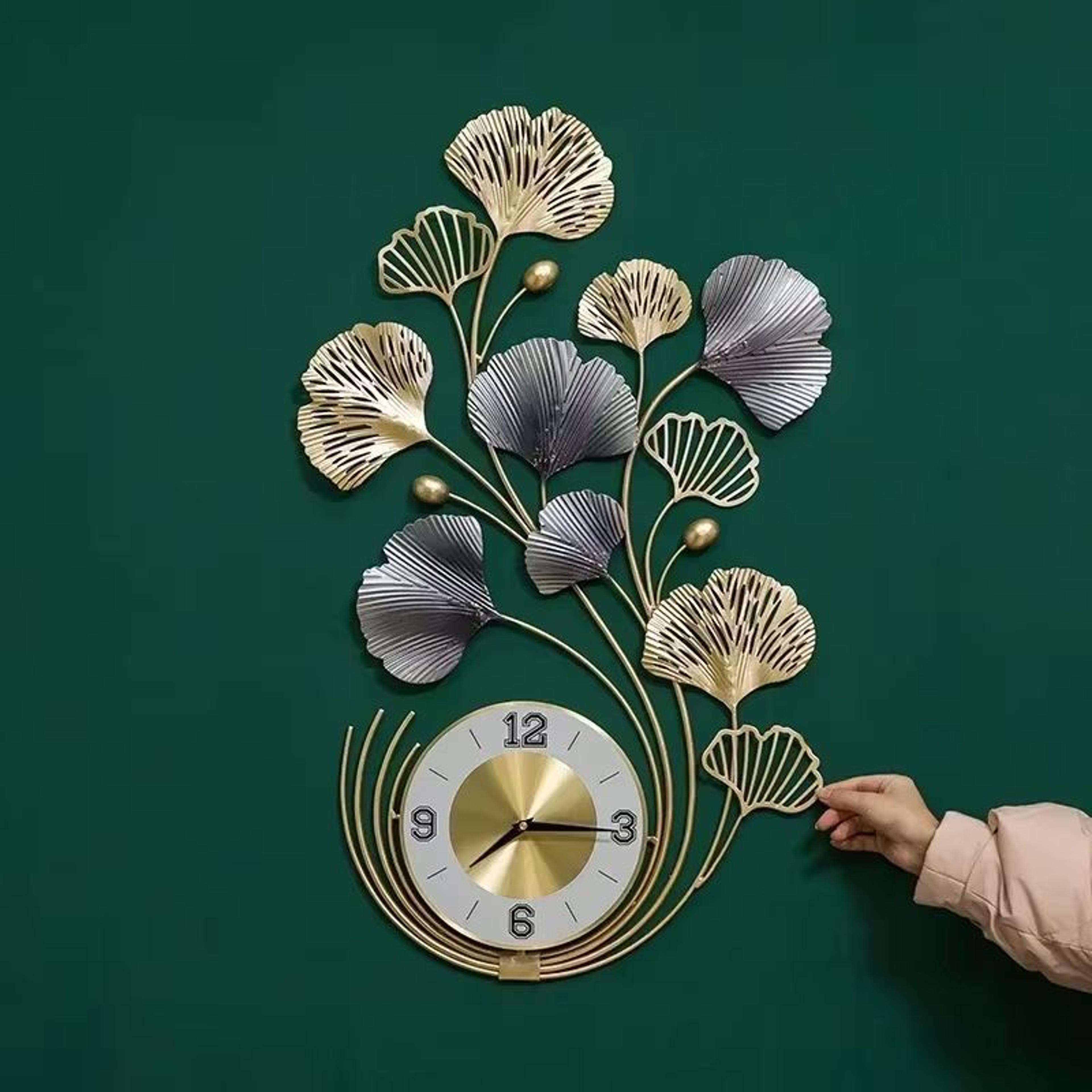 large 78cm metal ginkgo biloba wall art decor for living room