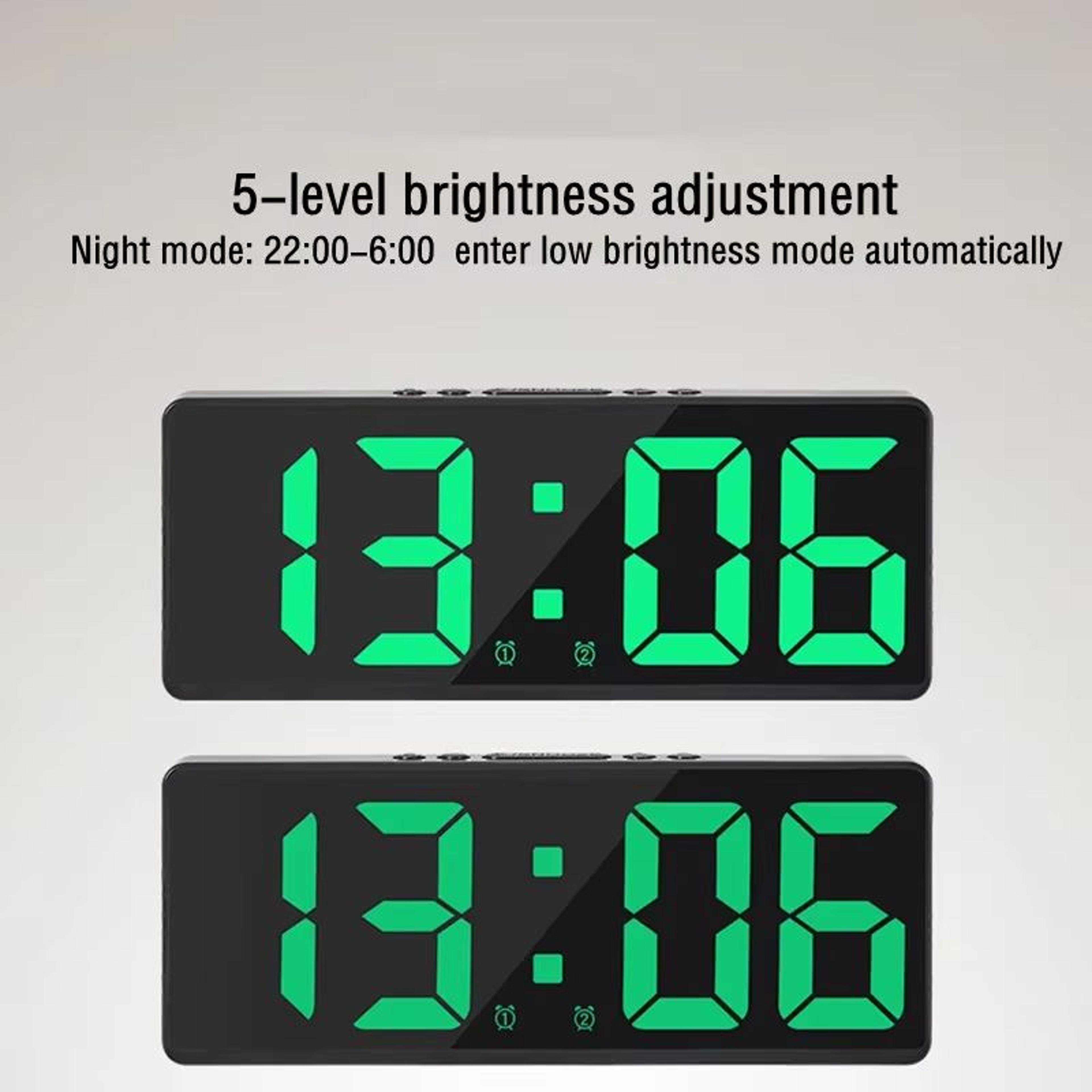 Smart Mirror LED Alarm Clock With Voice Control Snooze And Night Mode 4