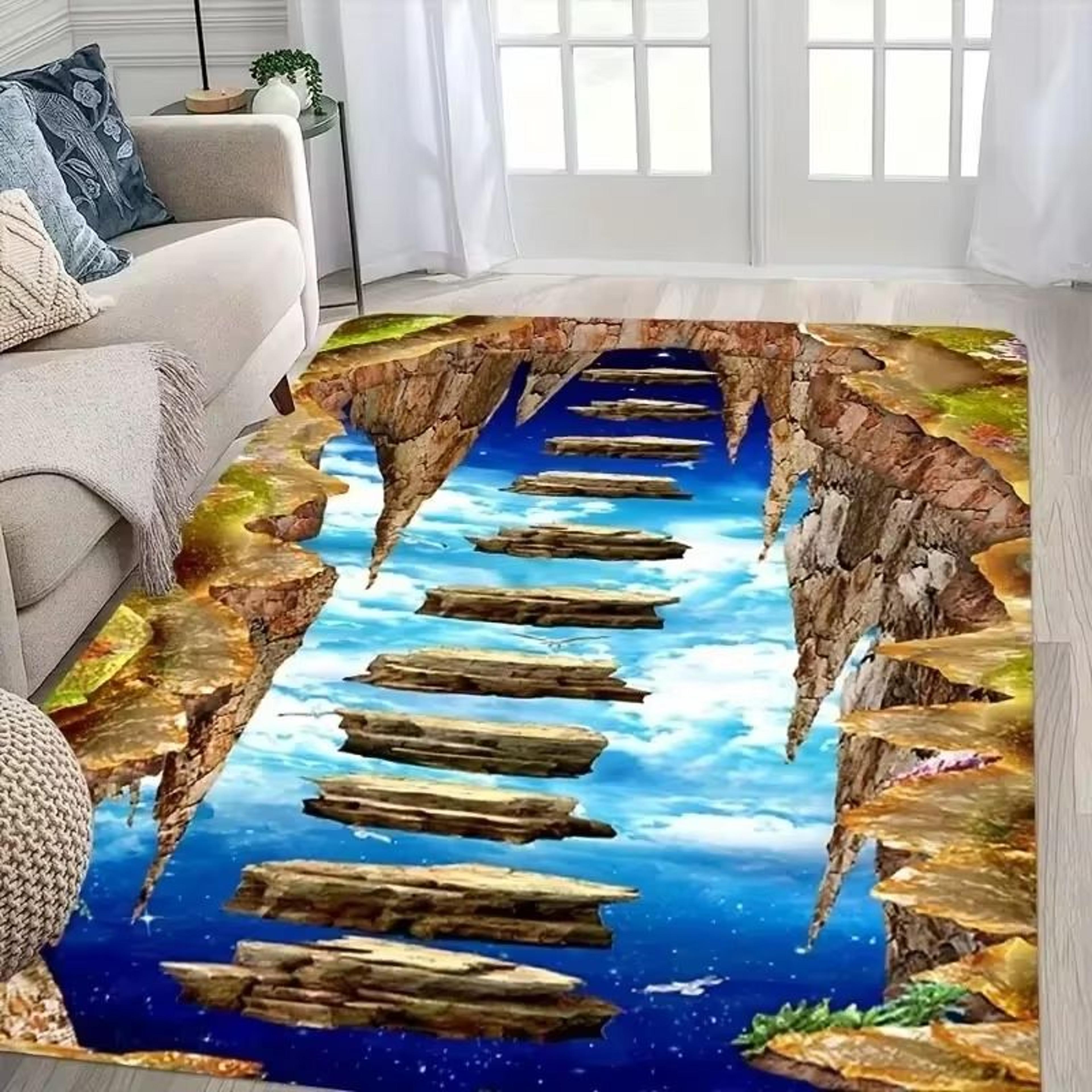 3D Desert Crack Illusion Rug With Non Slip Backing And Washable Design 2