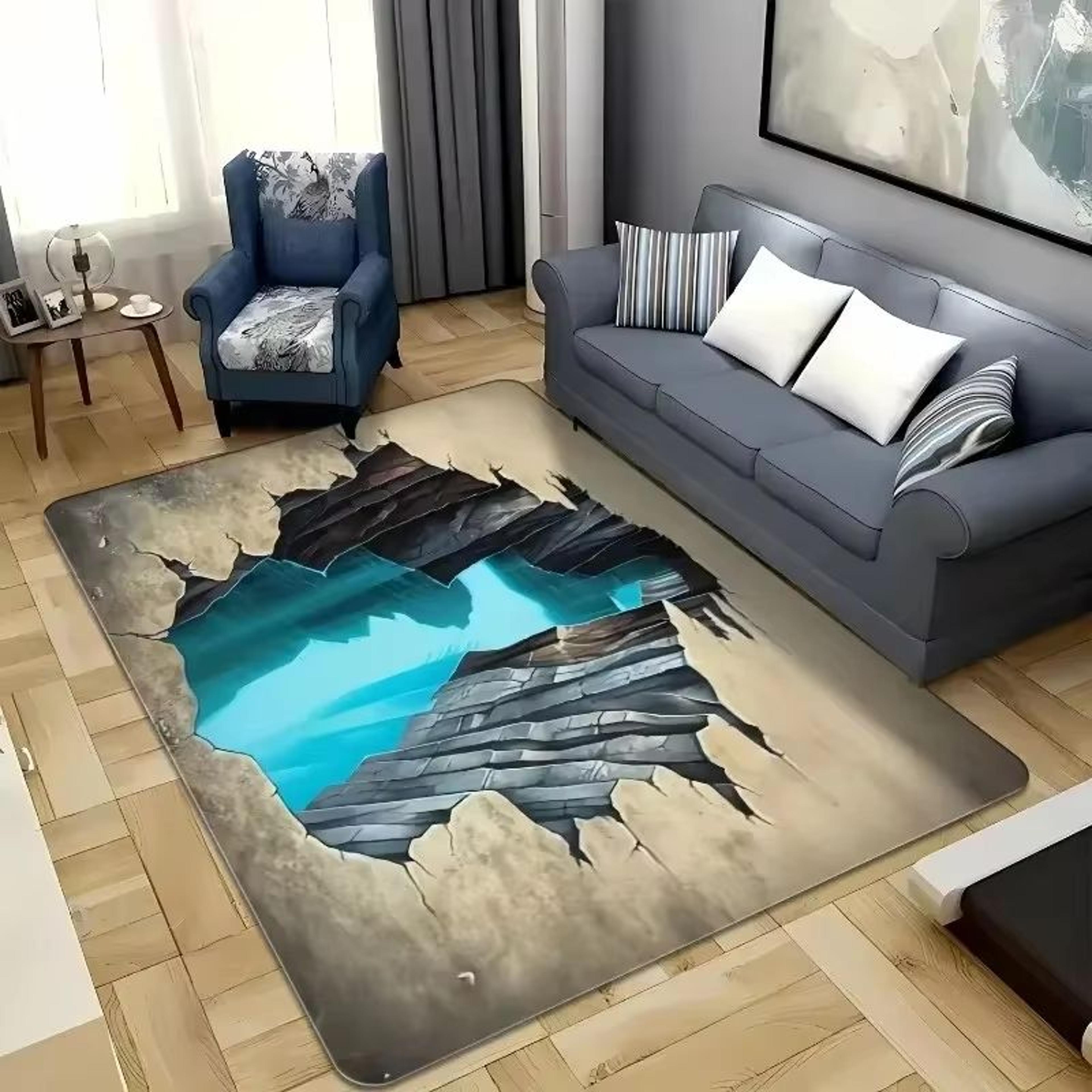 3D Desert Crack Illusion Rug With Non Slip Backing And Washable Design 8