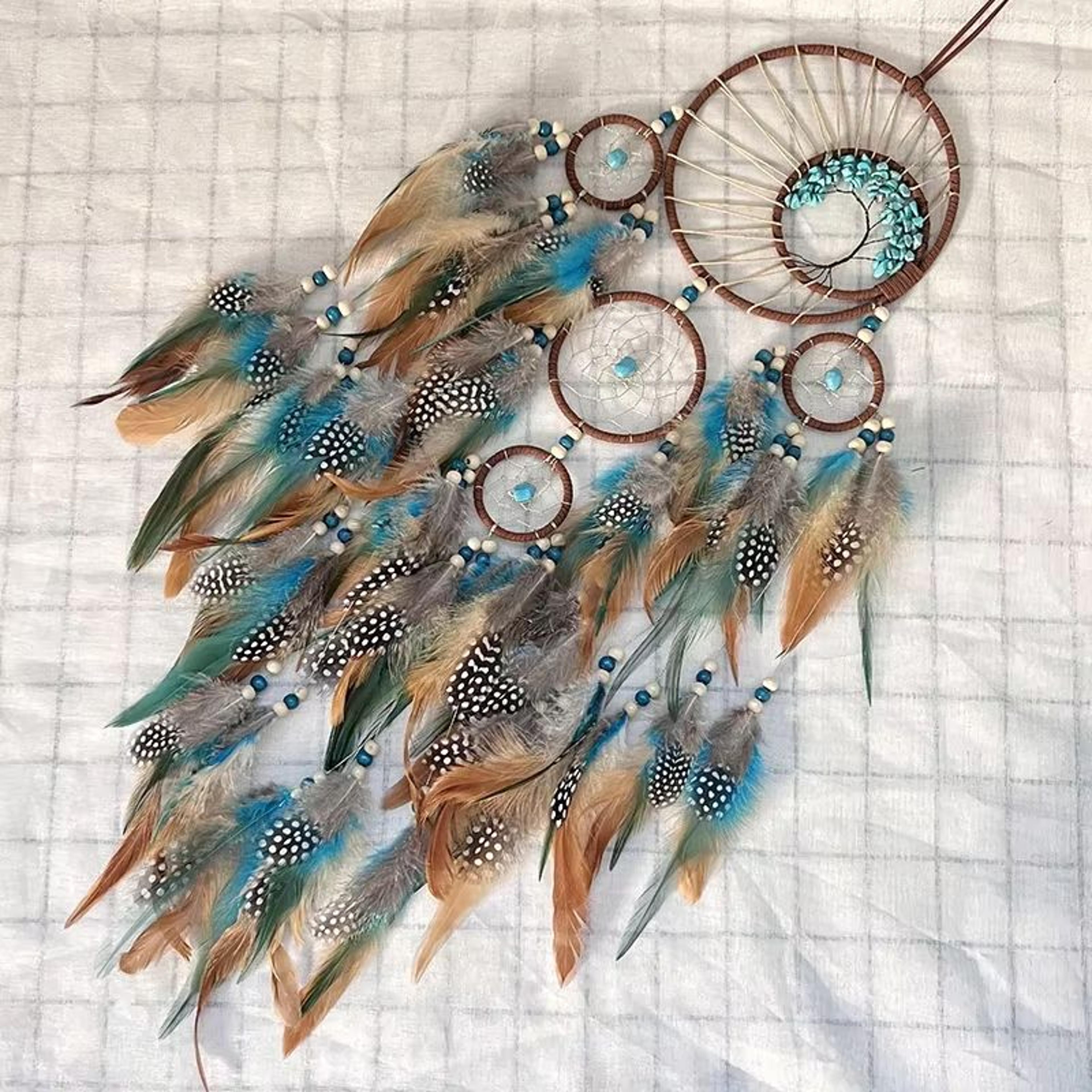 Tree Of Life Dream Catcher Wind Chime  Dream Catcher Wall Decor With Natural Stones  Boho Hanging O 2