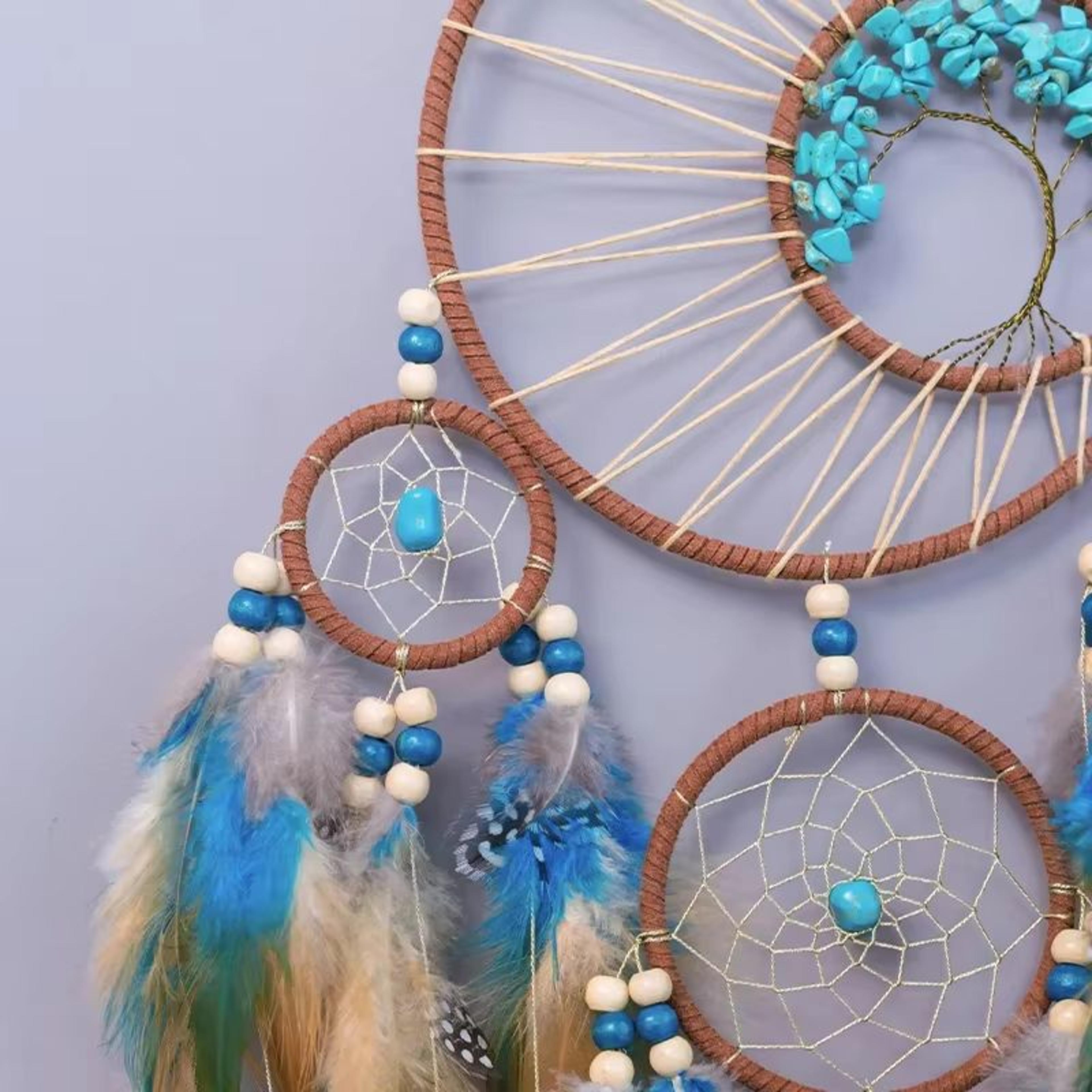 Tree Of Life Dream Catcher Wind Chime  Dream Catcher Wall Decor With Natural Stones  Boho Hanging O 3