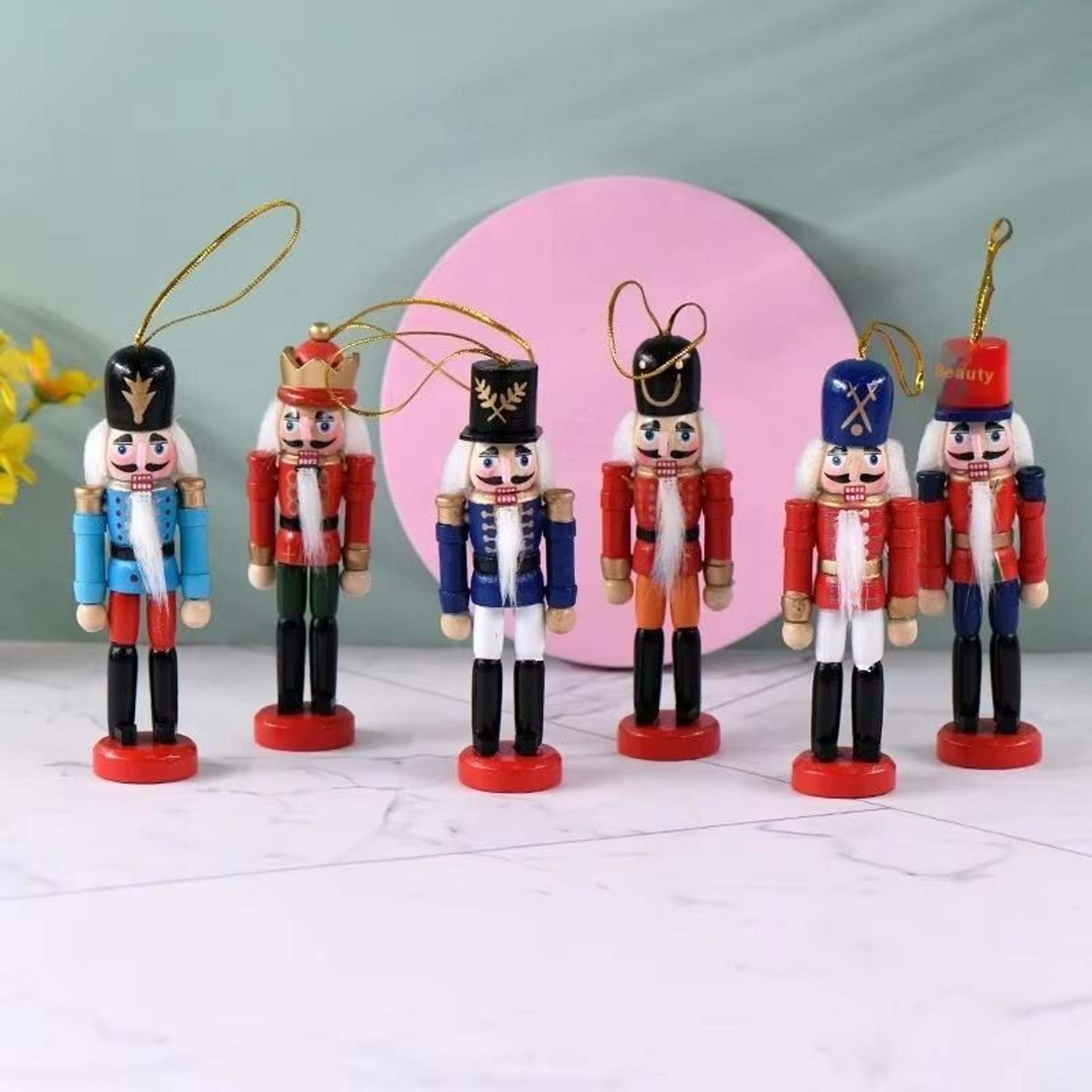 Mini Nutcracker Ornaments 472in Christmas Desktop Decor Doll Pendant Set 1
