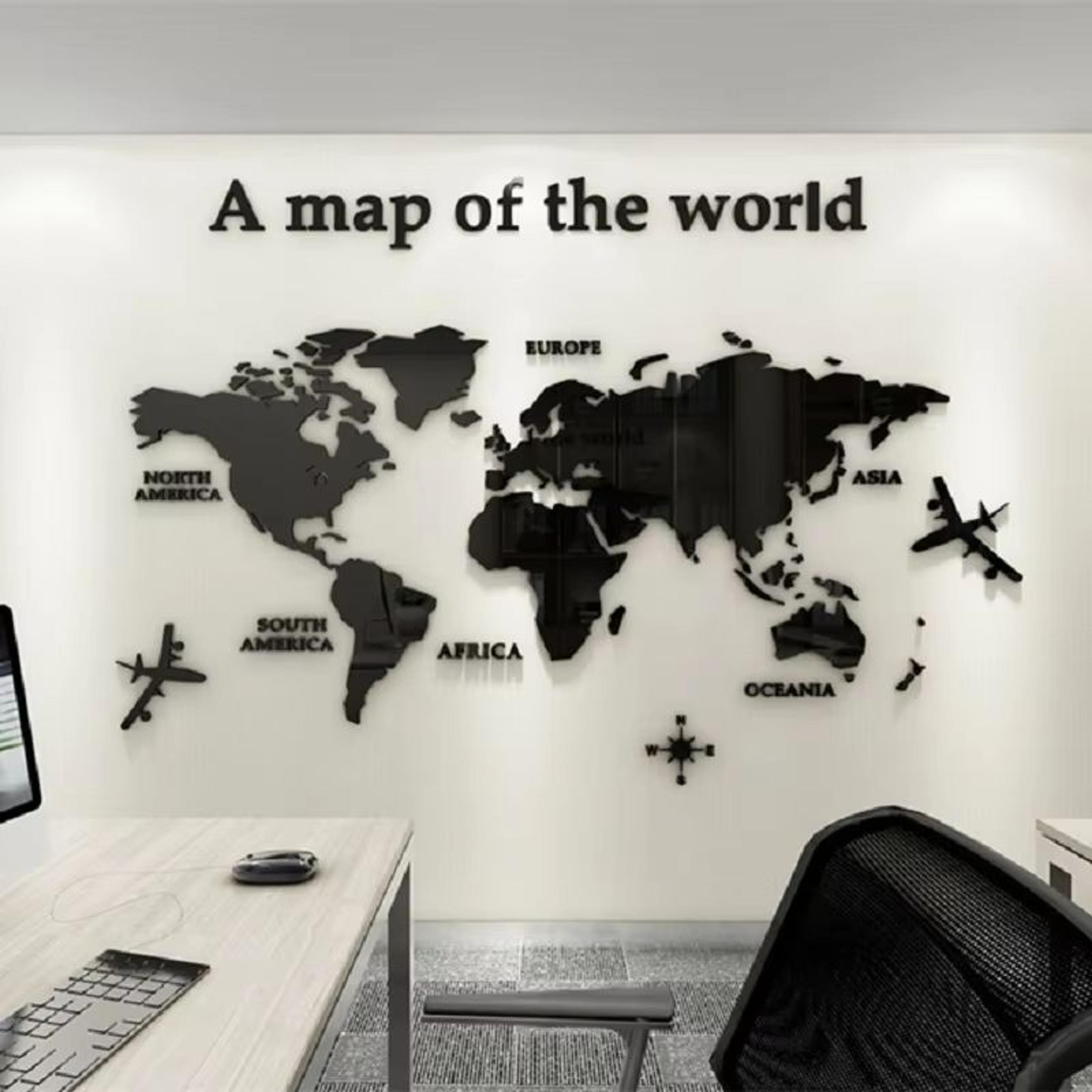 3d acrylic world map wall sticker crystal mirror travel decor