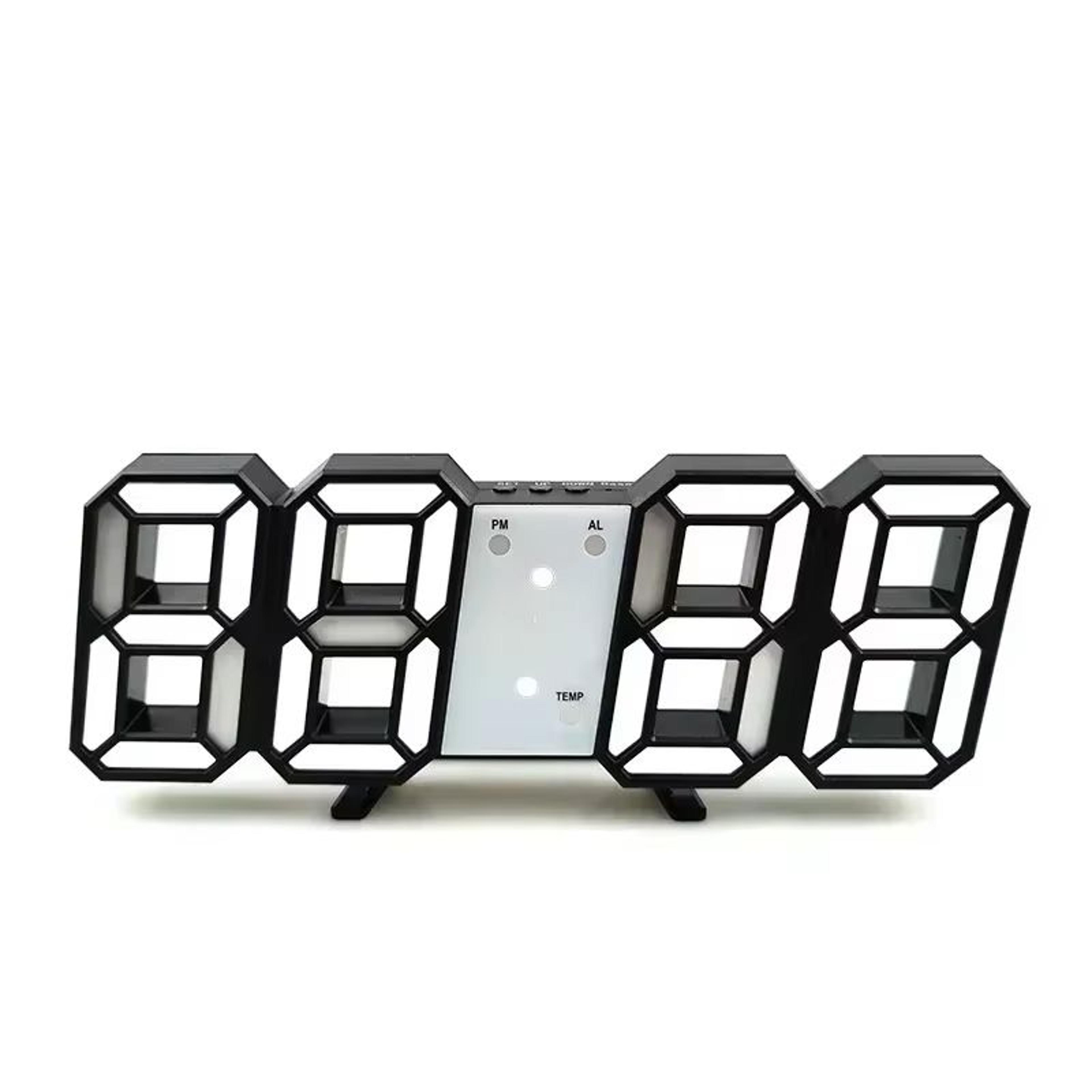3D LED Digital Wall Clock With Alarm Temperature Display Modern Home Decor 8