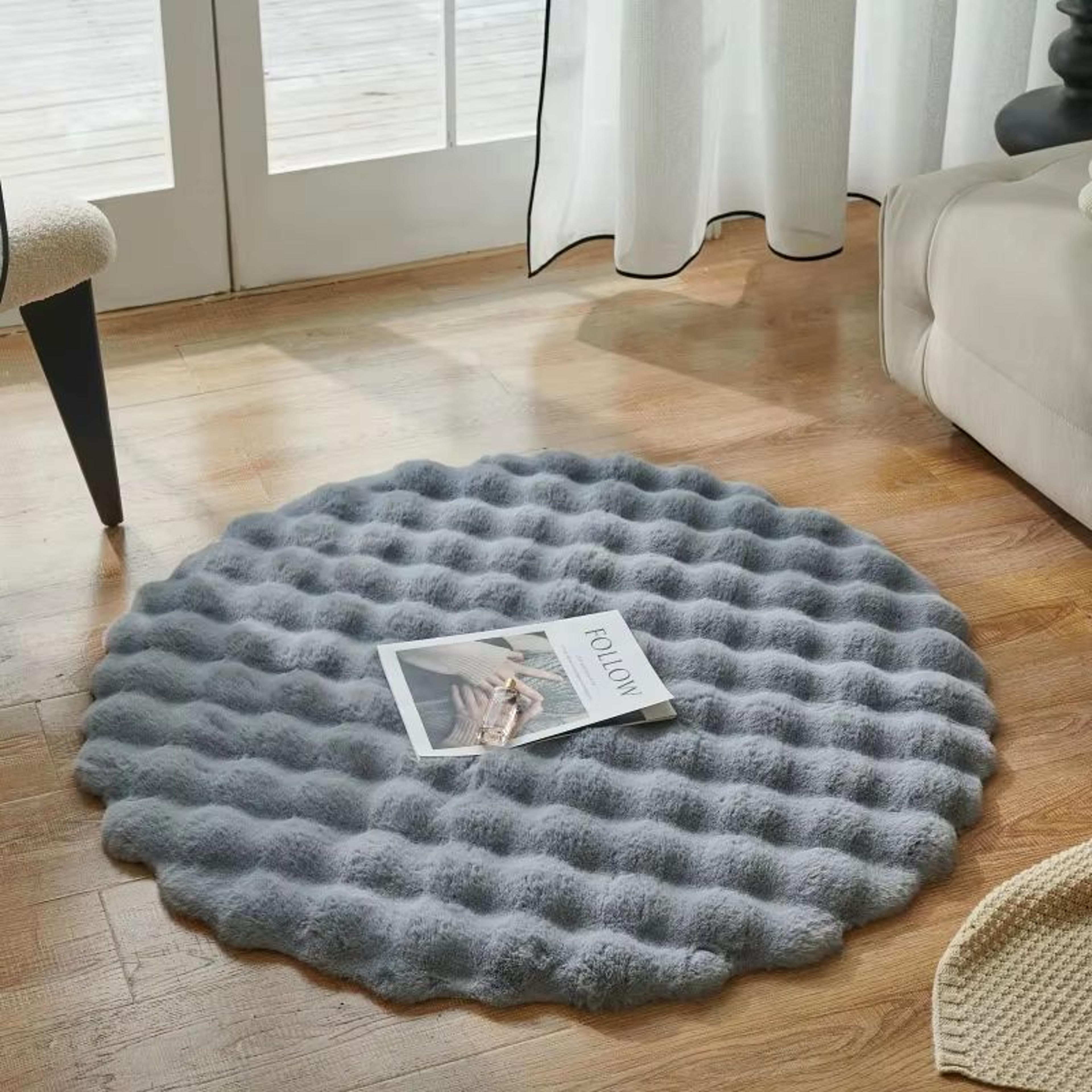 Round Faux Rabbit Fur Plush Carpet Soft Bubble Velvet Fluffy Rug For Living Room And Kids 10