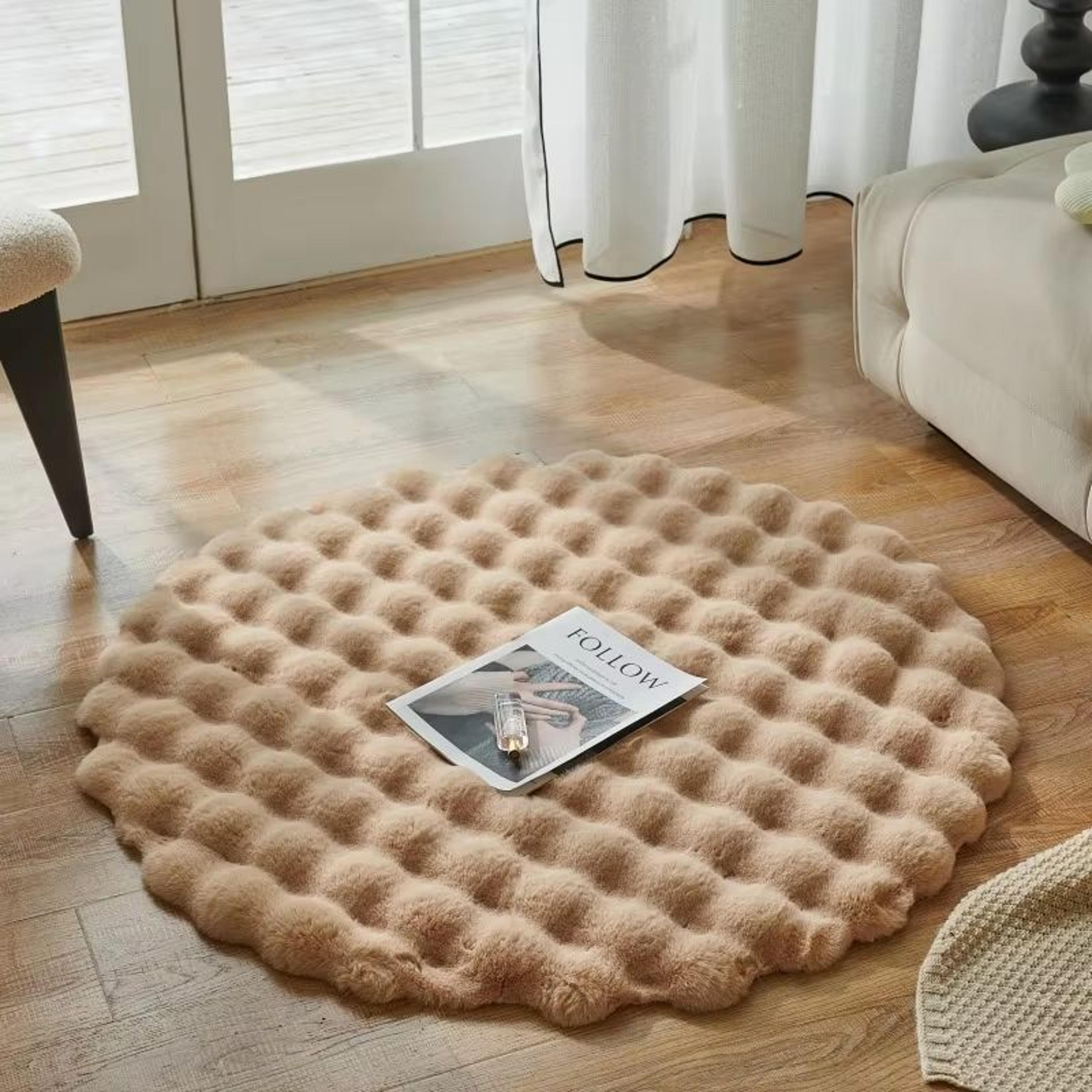 Round Faux Rabbit Fur Plush Carpet Soft Bubble Velvet Fluffy Rug For Living Room And Kids 12