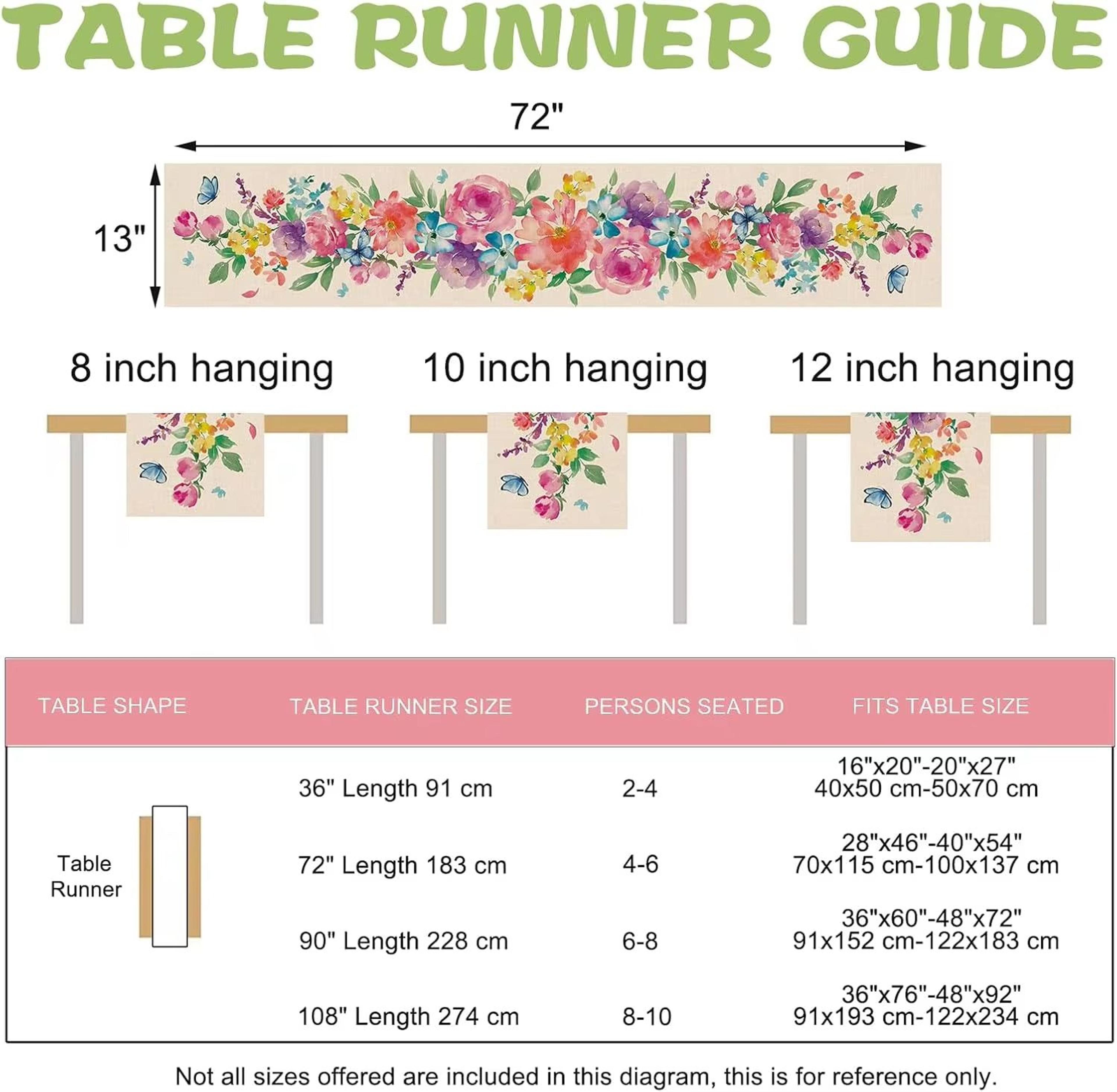 Spring Watercolor Butterfly Linen Table Runner Floral Dining Table Decor For Kitchen And Wedding 4