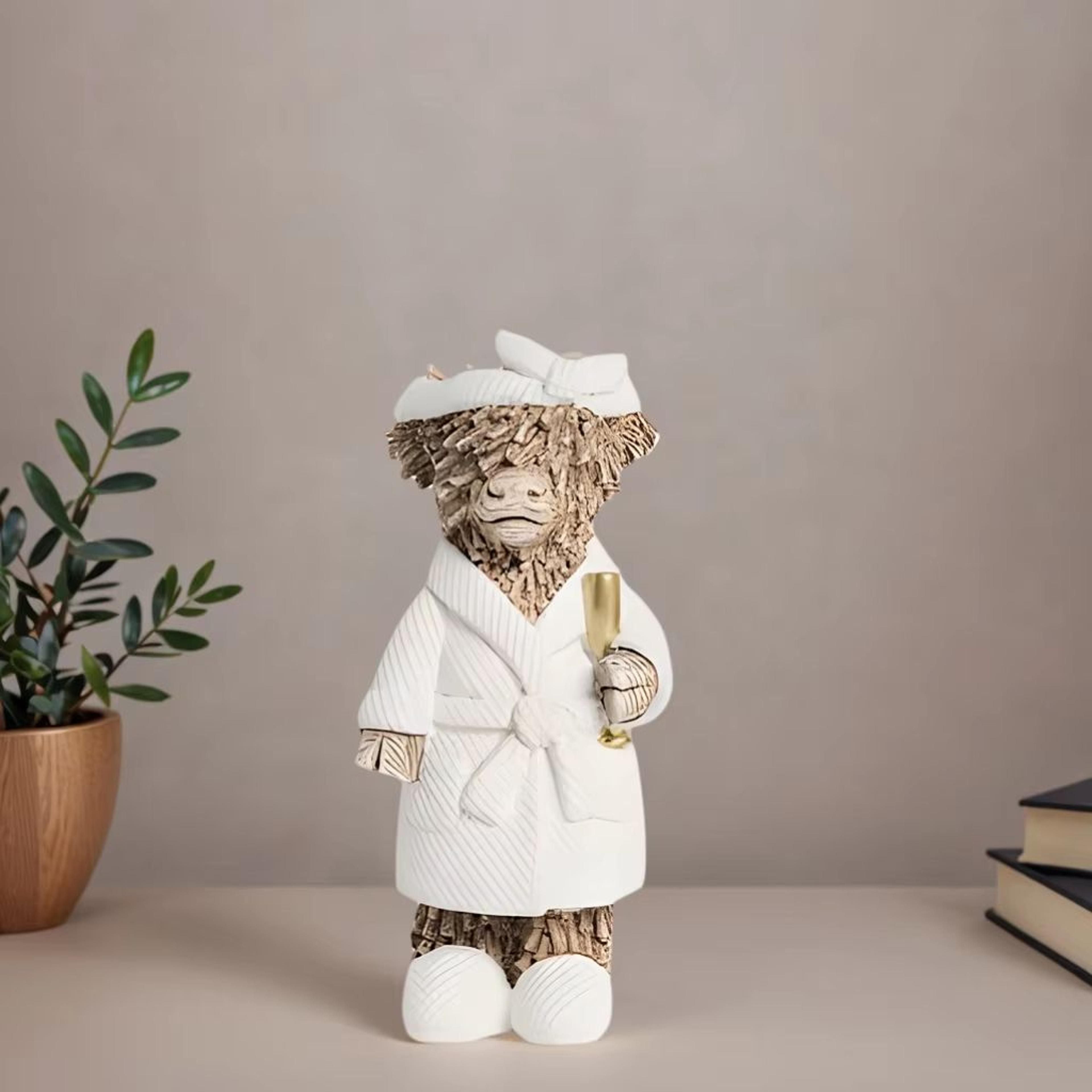Funny Highland Cow Champagne Resin Statue Rustic Farmhouse Table Decor 6