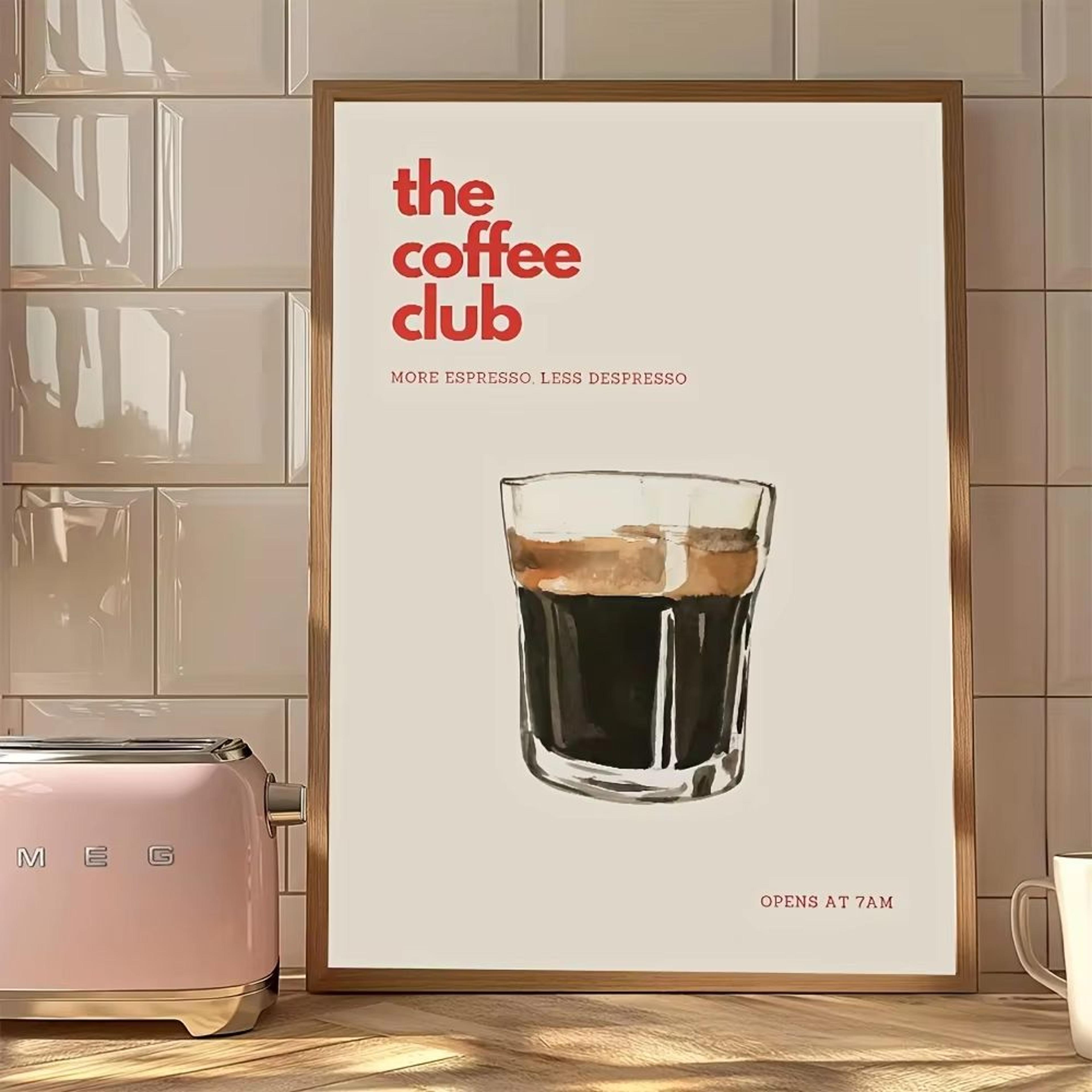 Retro Coffee Club Canvas Wall Art Chic Beige Cafe Aesthetic Print 7
