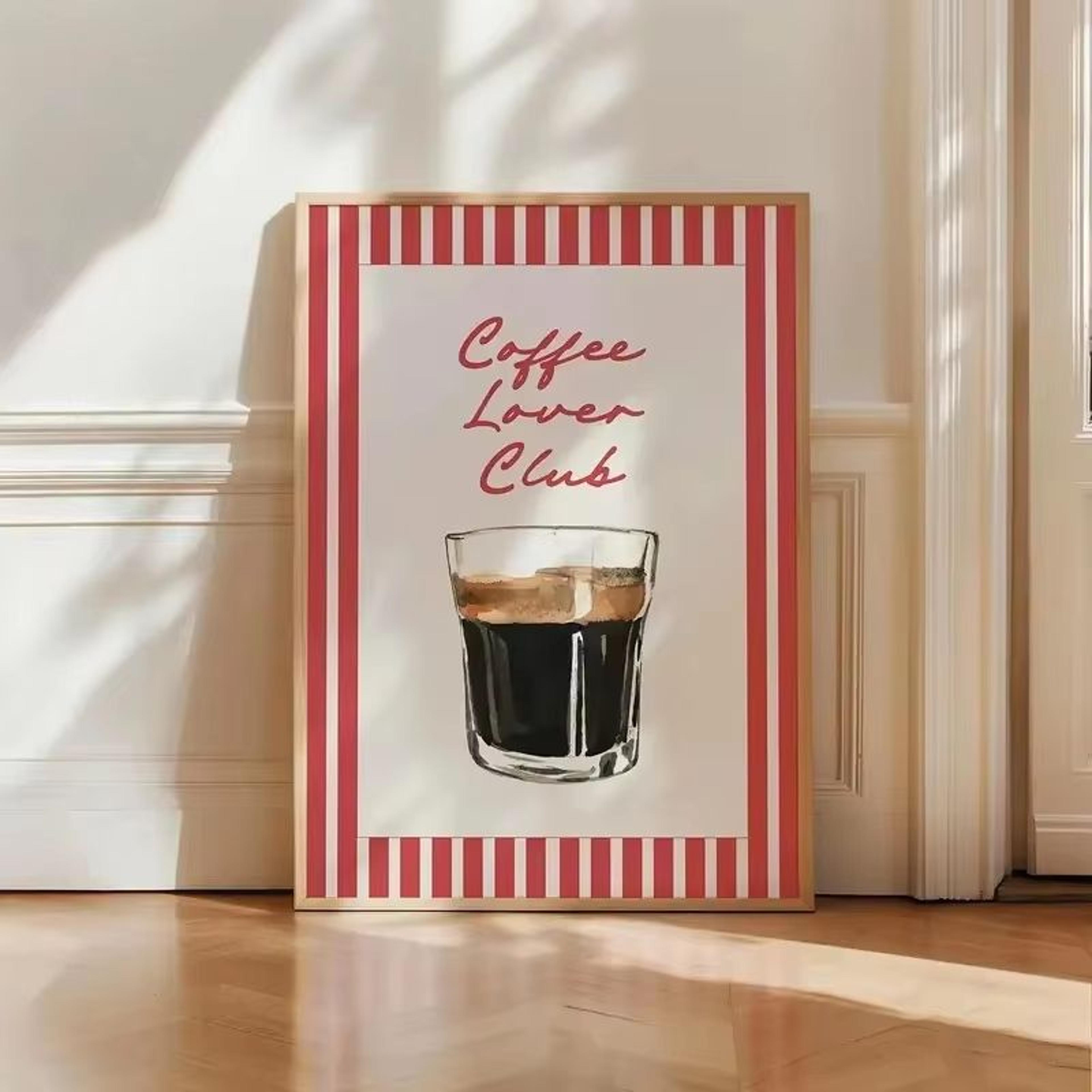 Retro Coffee Club Canvas Wall Art Chic Beige Cafe Aesthetic Print 8