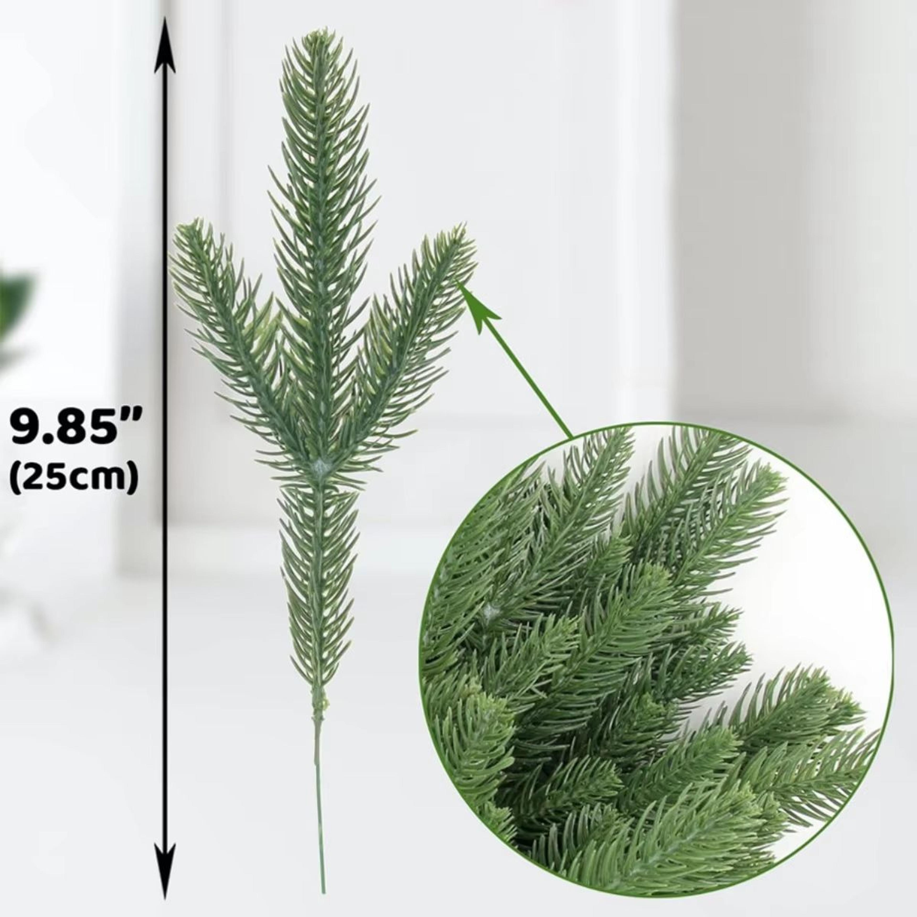20PCS Artificial Pine Needle Branches Green Christmas DIY Garland Decor Stems 7