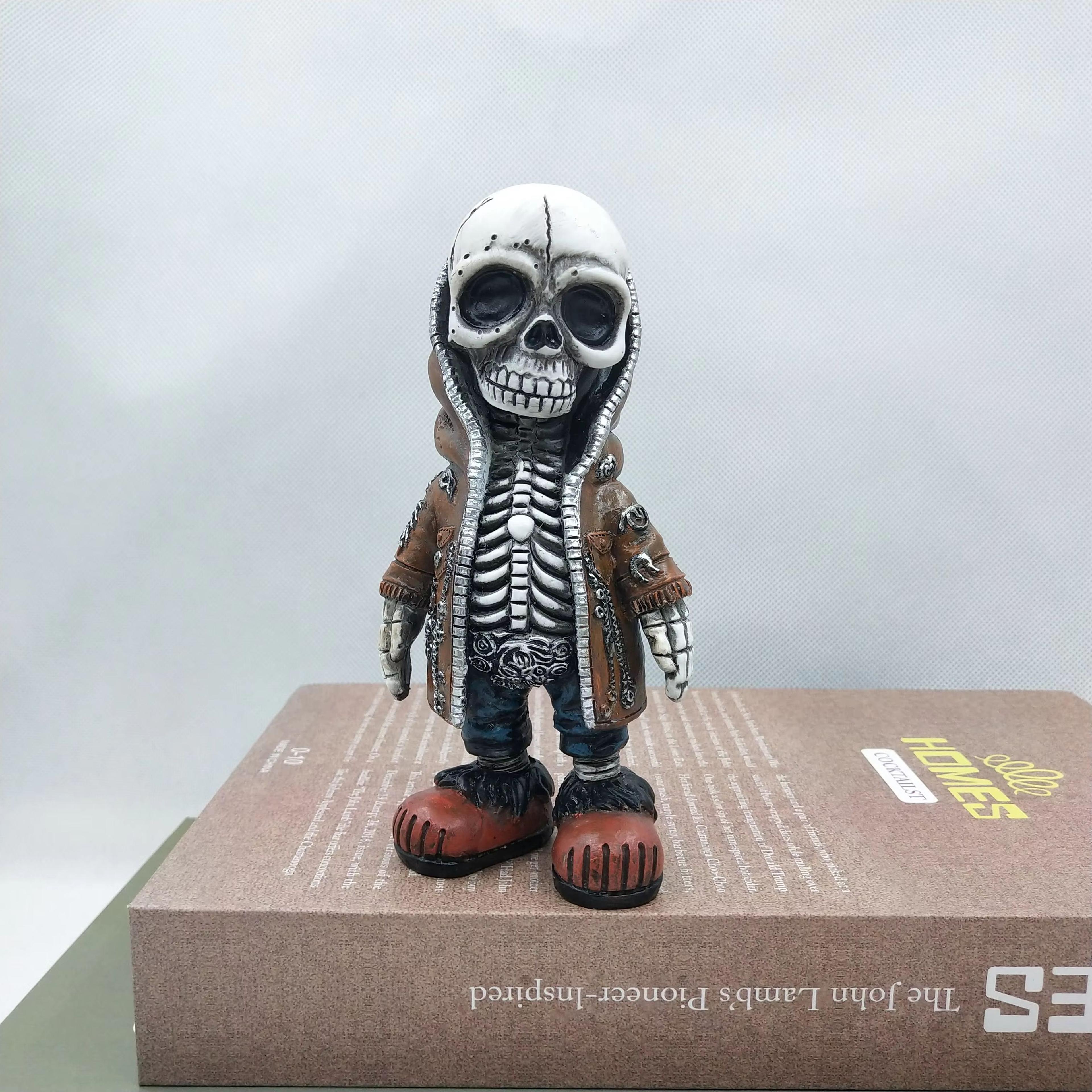 Cool Mini Skeleton Skull Figurine Resin Gothic Halloween Decor 7