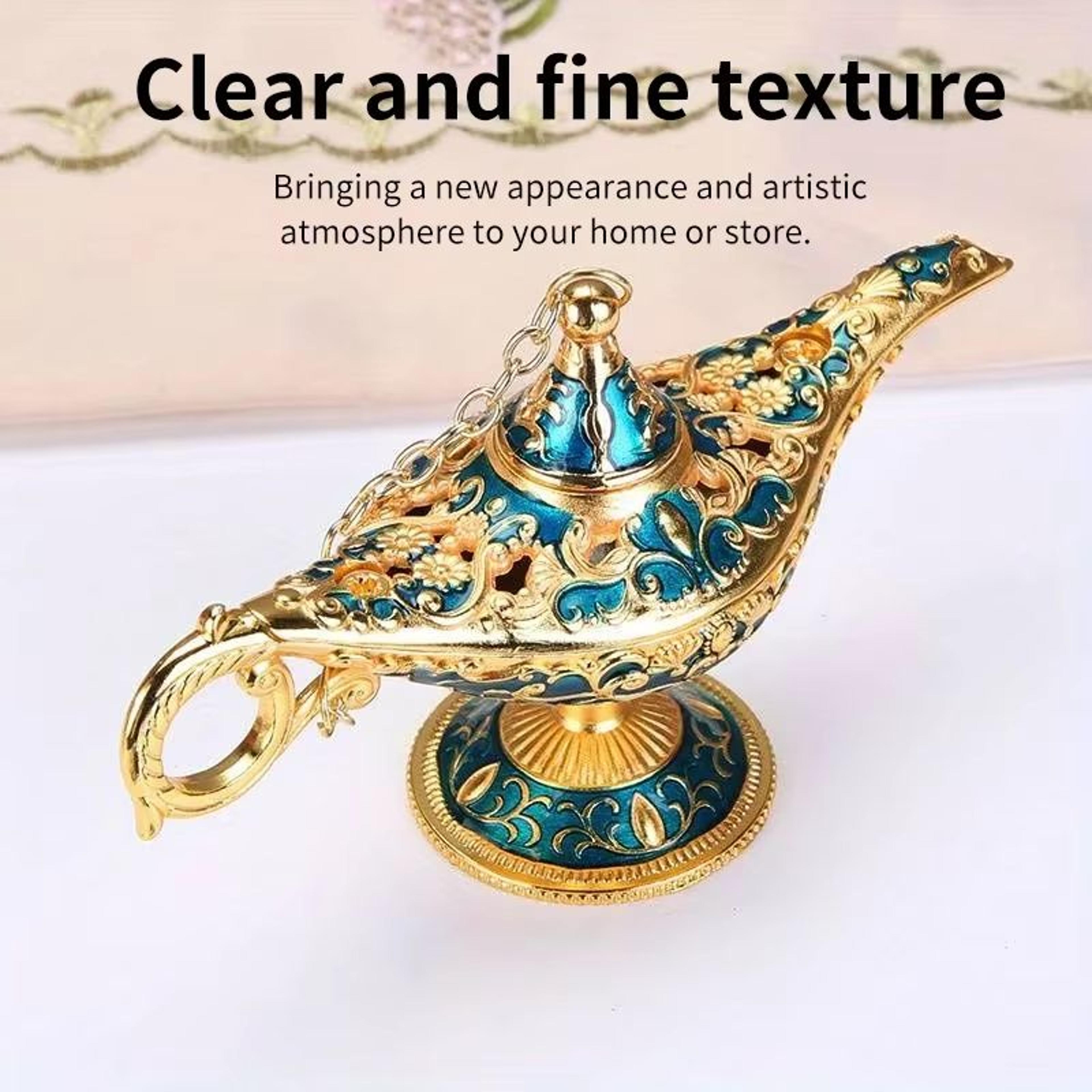 vintage aladdin magic lamp metal ornament for home & fantasy decor