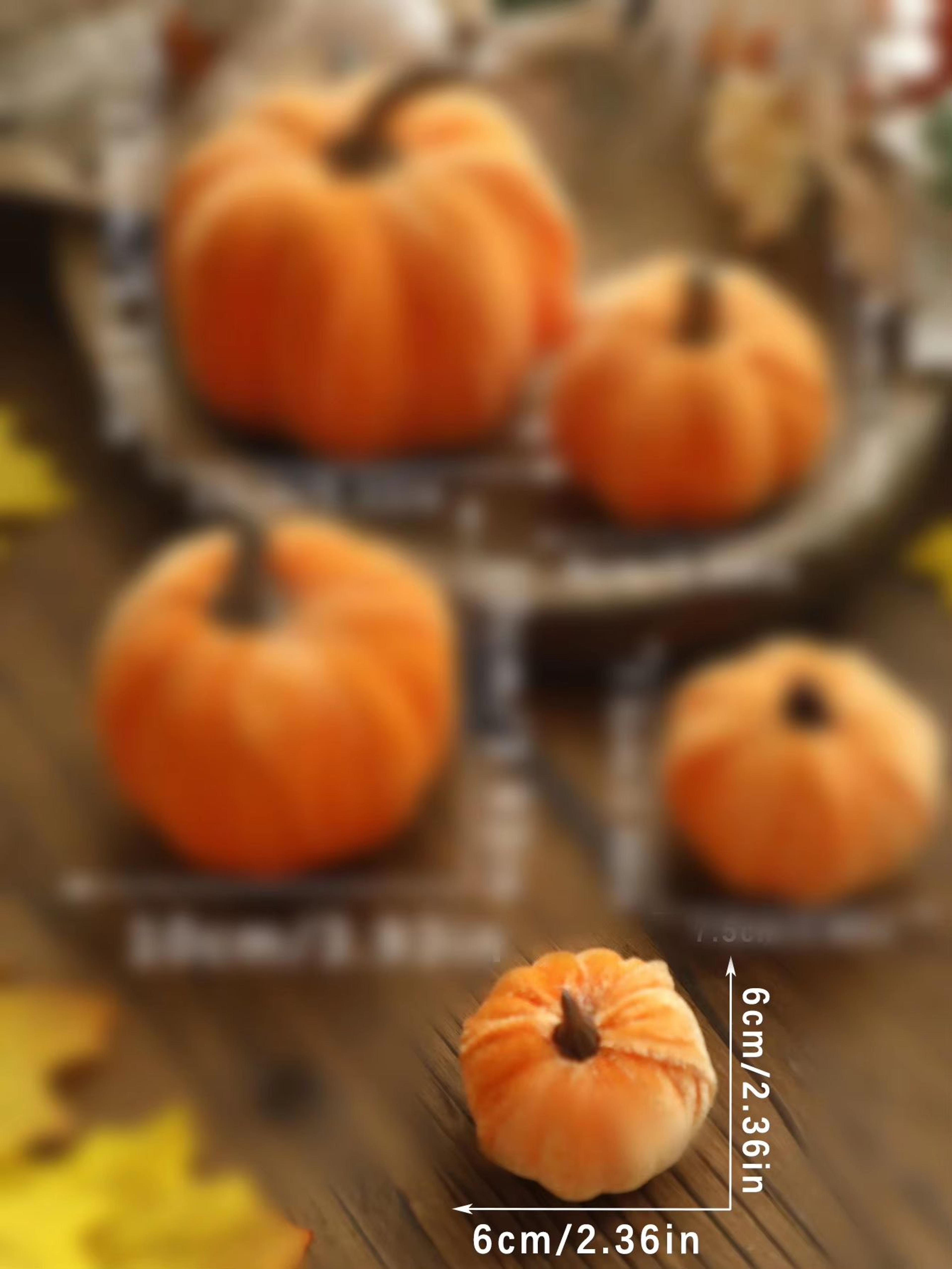 Velvet Artificial Pumpkin Decor For Fall Halloween  Thanksgiving Home Styling 9