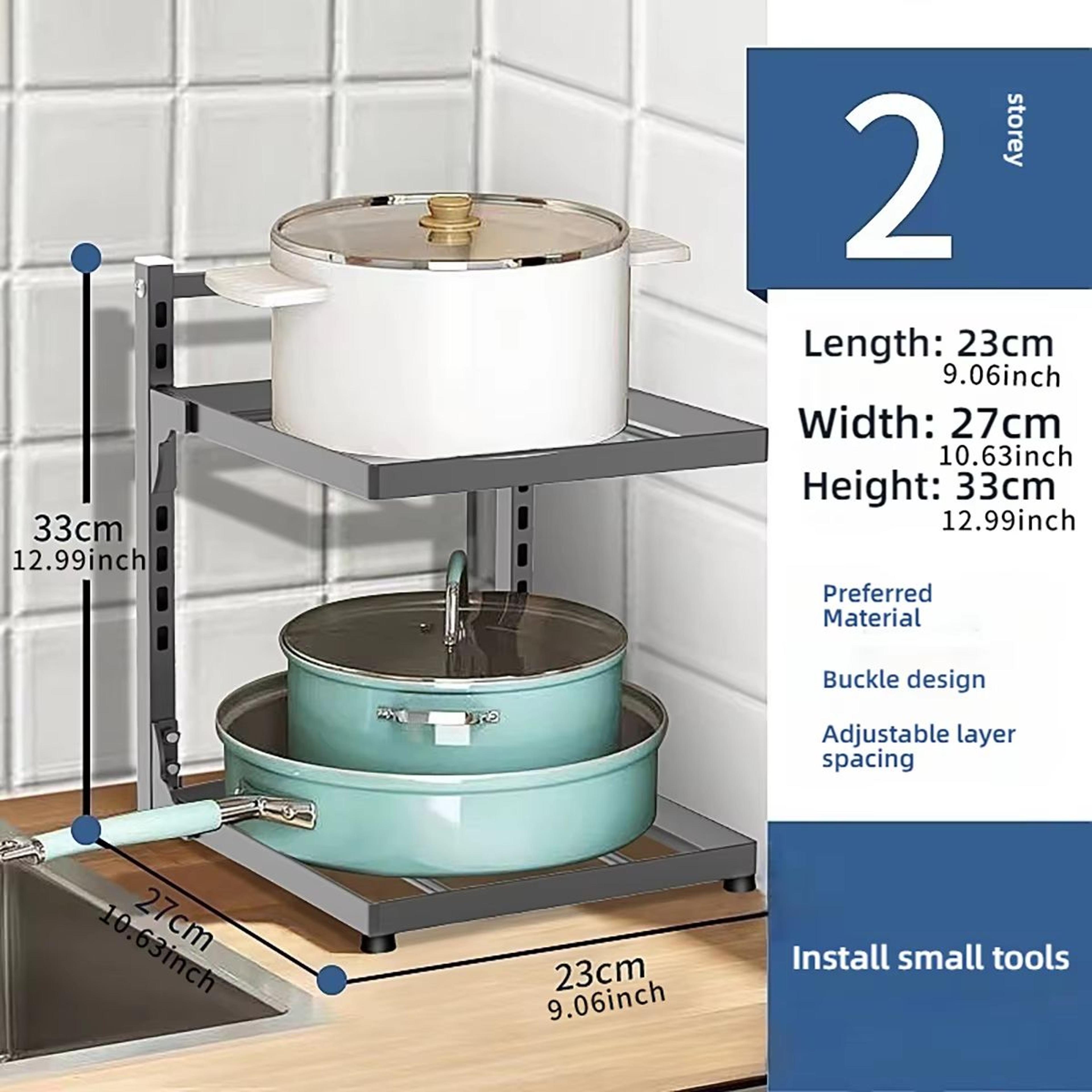 FlexiStack Adjustable Kitchen Pot Rack 24 Tier Space Saving Under Sink Organizer 6