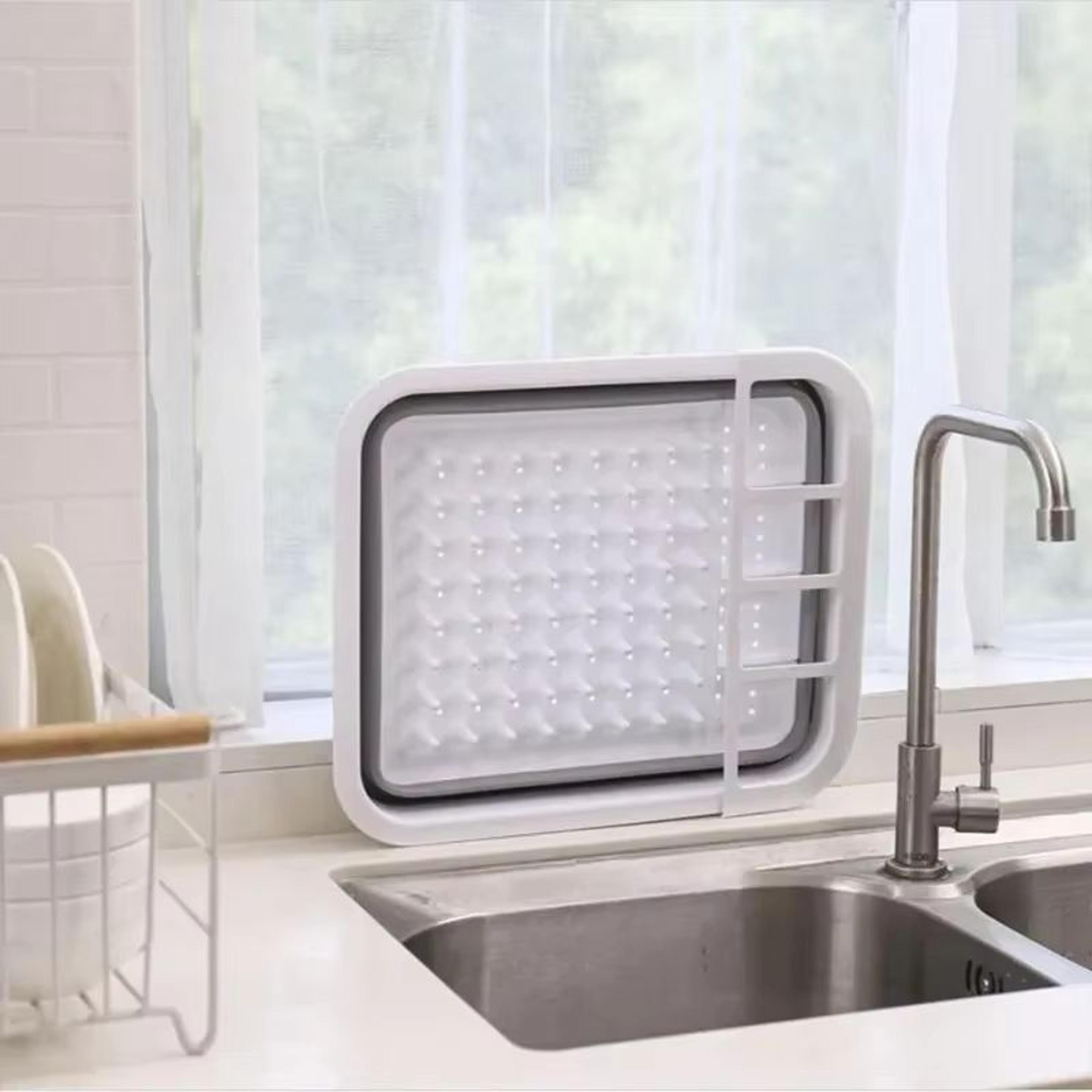Foldable Dish Drying Rack With Drain Tray Space Saving Kitchen Organizer 3