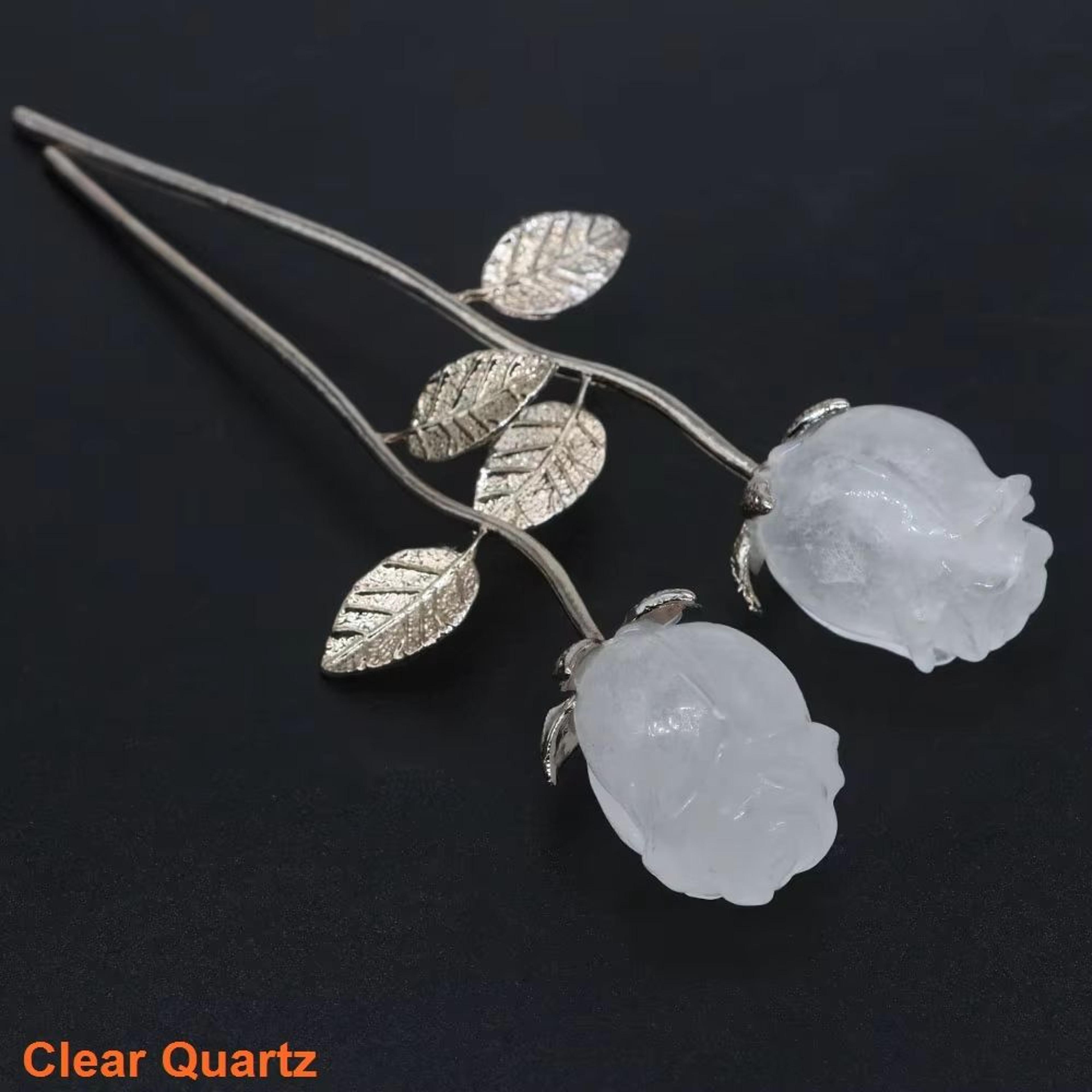Hand Carved Rose Quartz Crystal Flower  Romantic Healing Gem Decor Gift 19