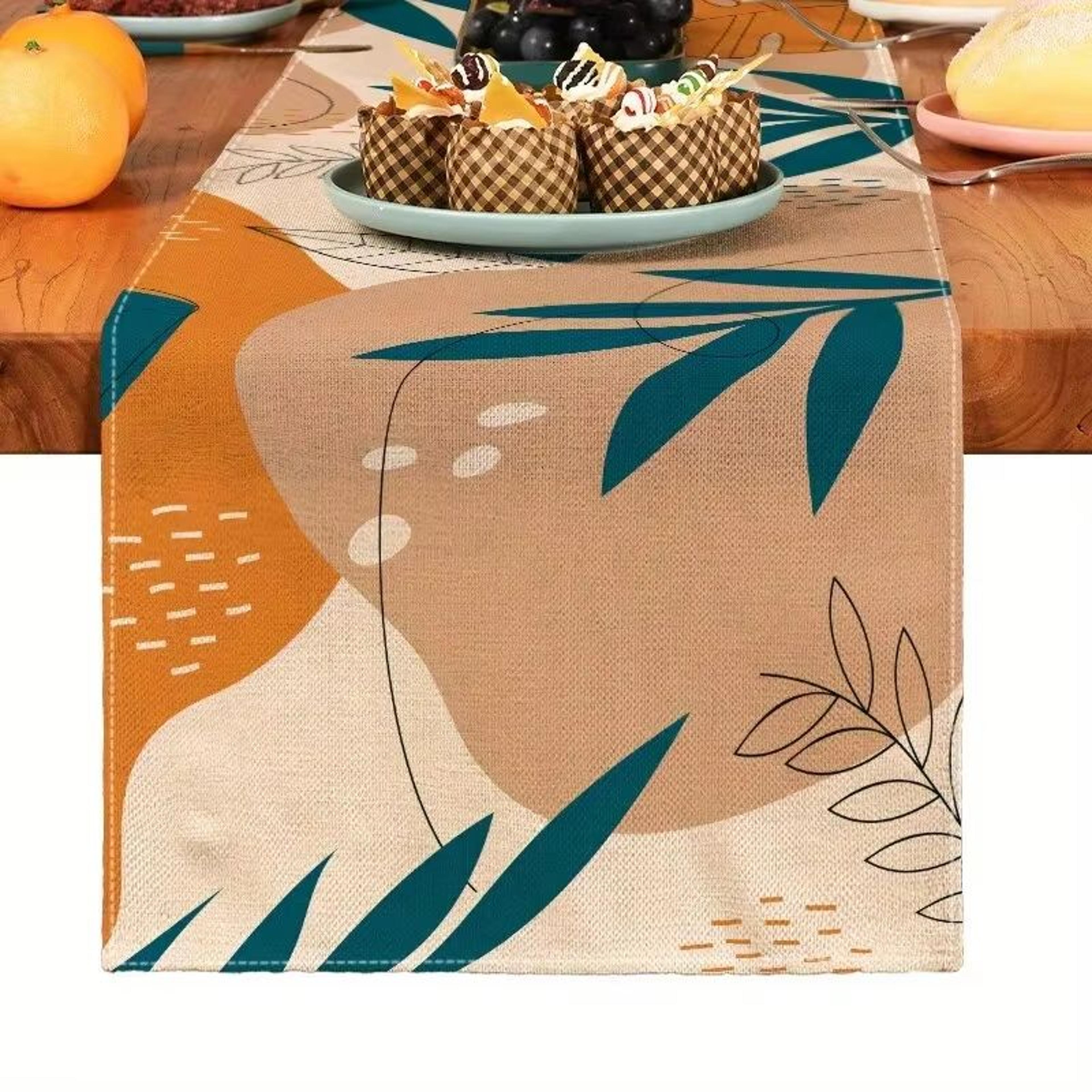 Bohemian Plant Linen Table Runner For Dining Table And Home Decor 9