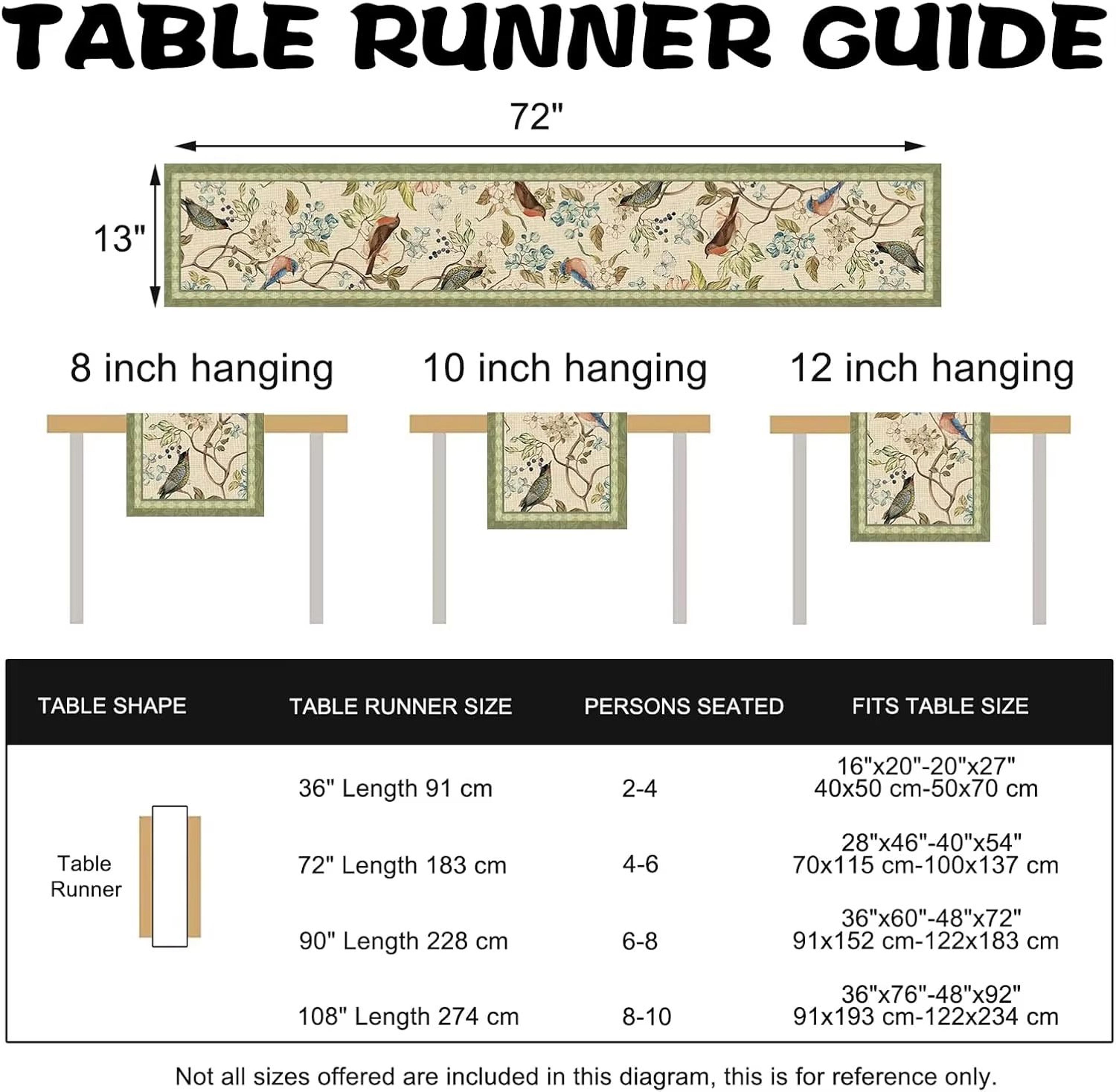 Vintage Floral Birds Linen Table Runner Farmhouse Summer Dining Table Decor 4
