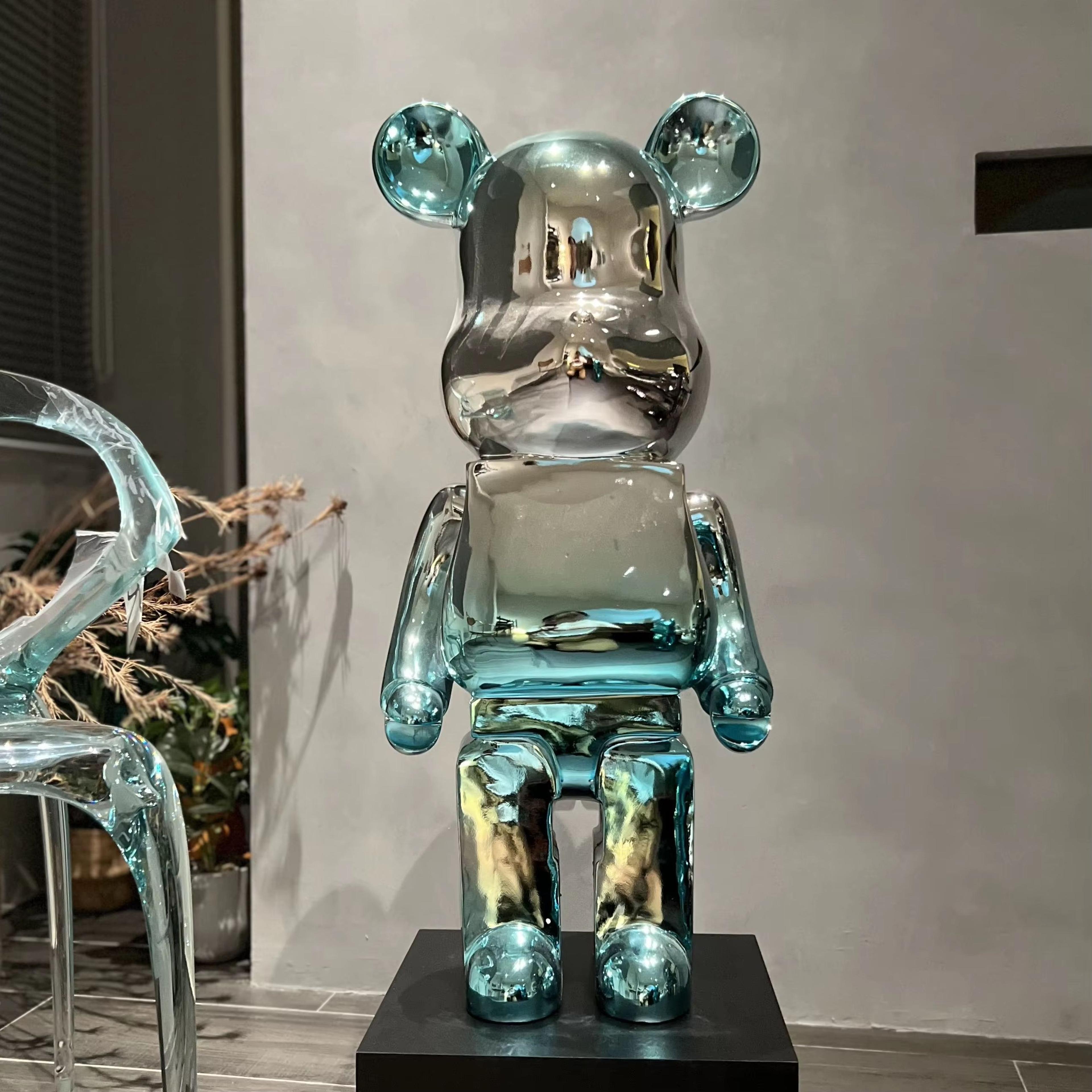 Luxury Gradient Mirror Bear Sculpture Modern Statement Decor 10