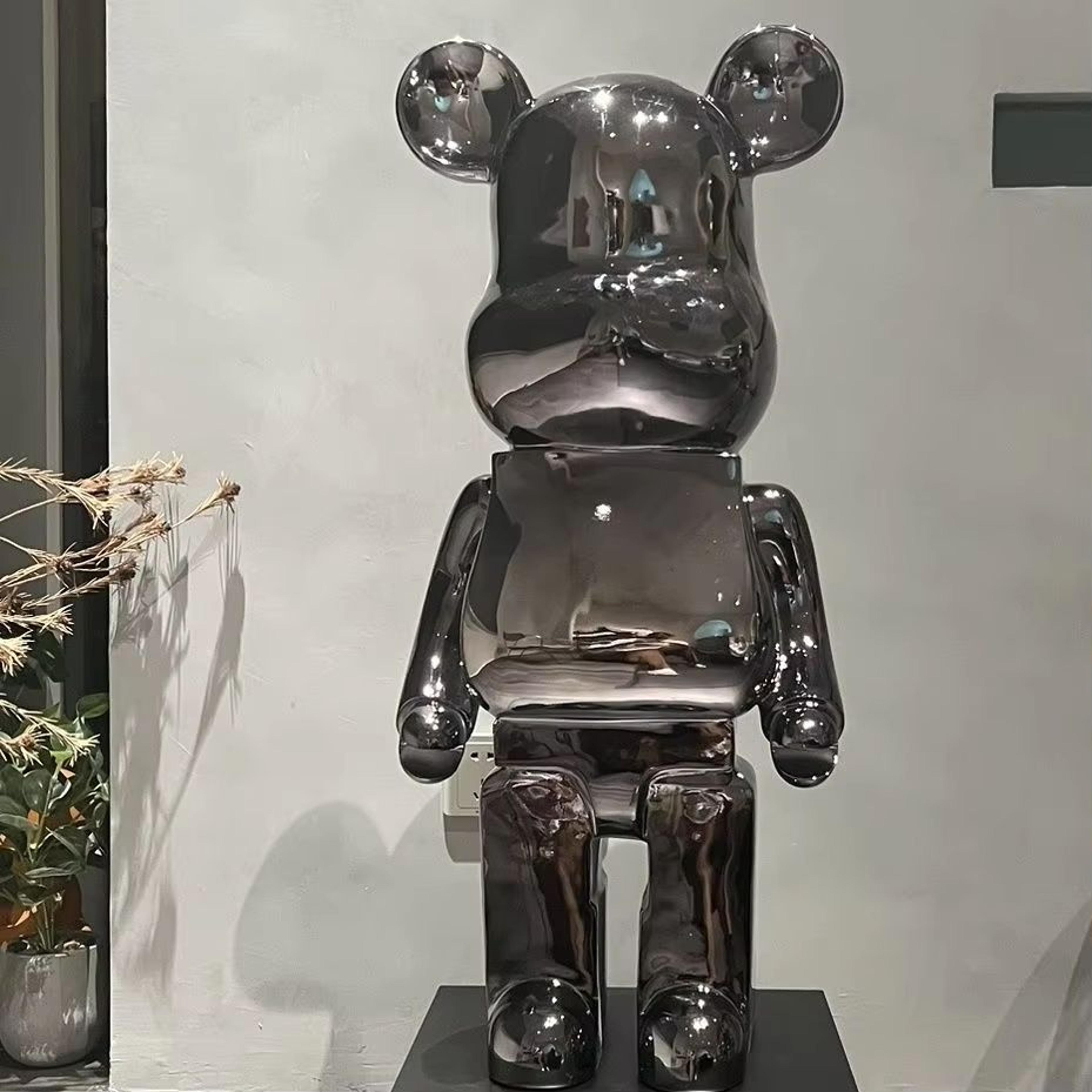 Luxury Gradient Mirror Bear Sculpture Modern Statement Decor 12