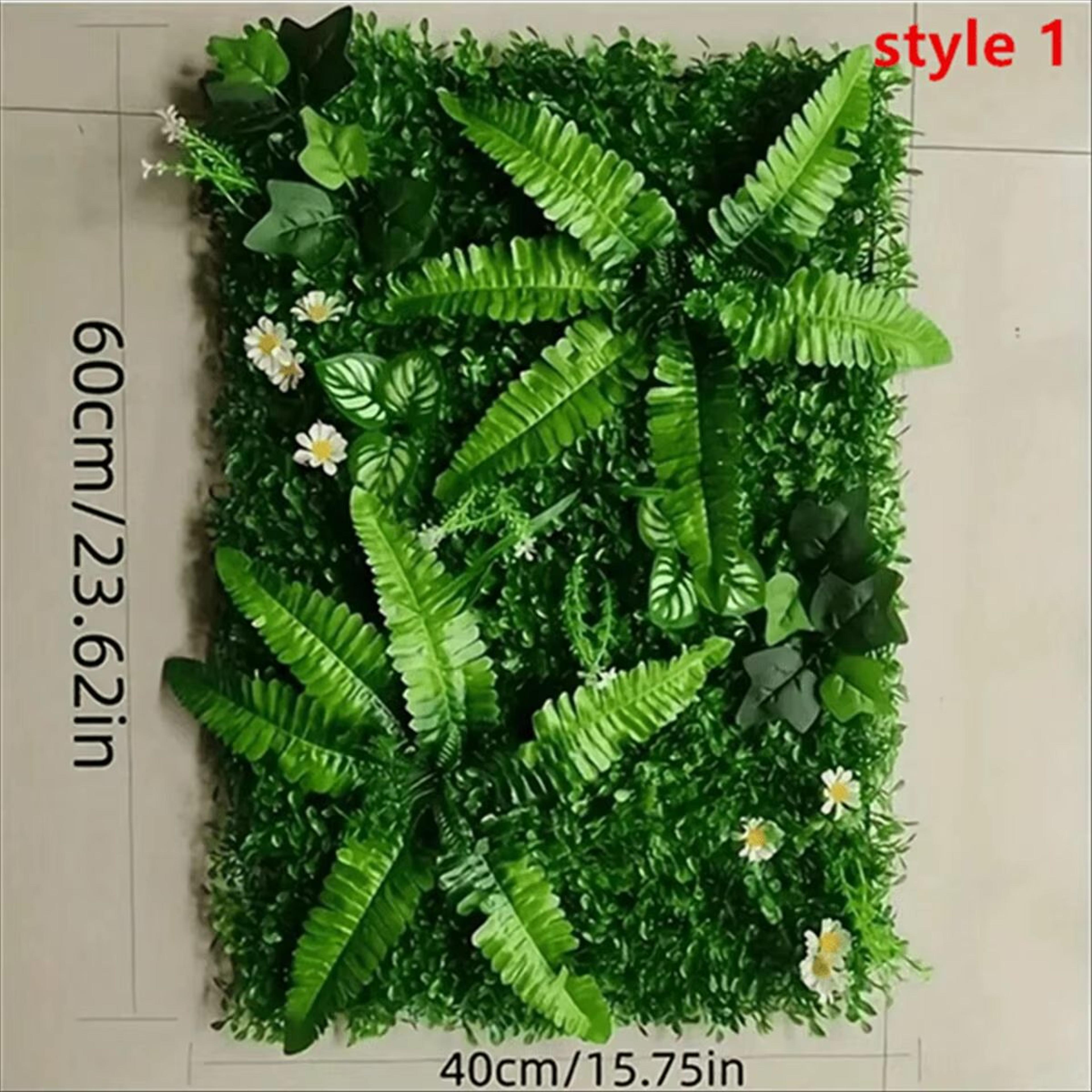 Artificial Grass Wall Panel With Flowers For Indoor Greenery Backdrop And Privacy Decor 7