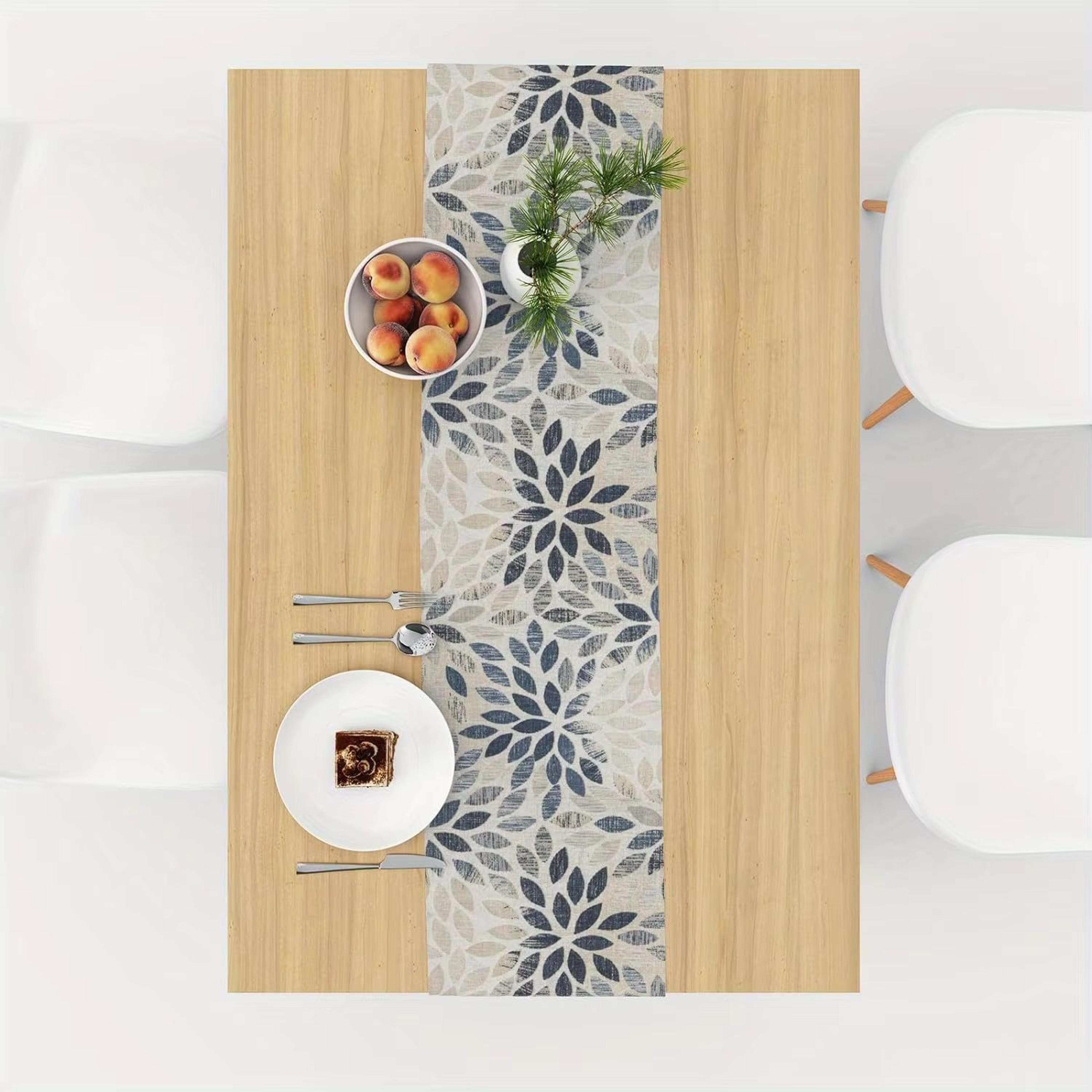Elegant Floral Linen Table Runner  Farmhouse Decorative Table Accent For Dining  Parties 1
