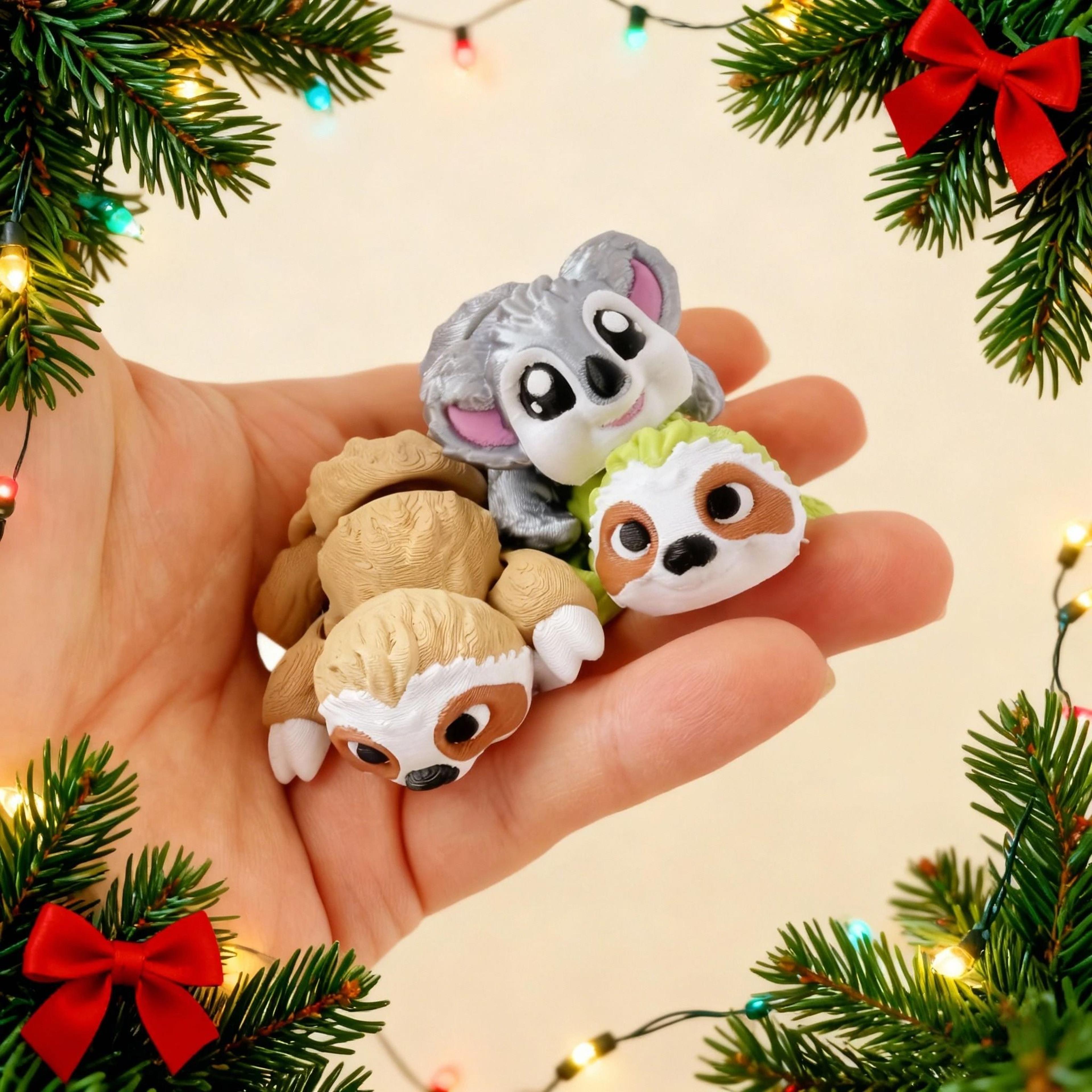 3d printed articulated sloth and koala figurine set posable animal decor