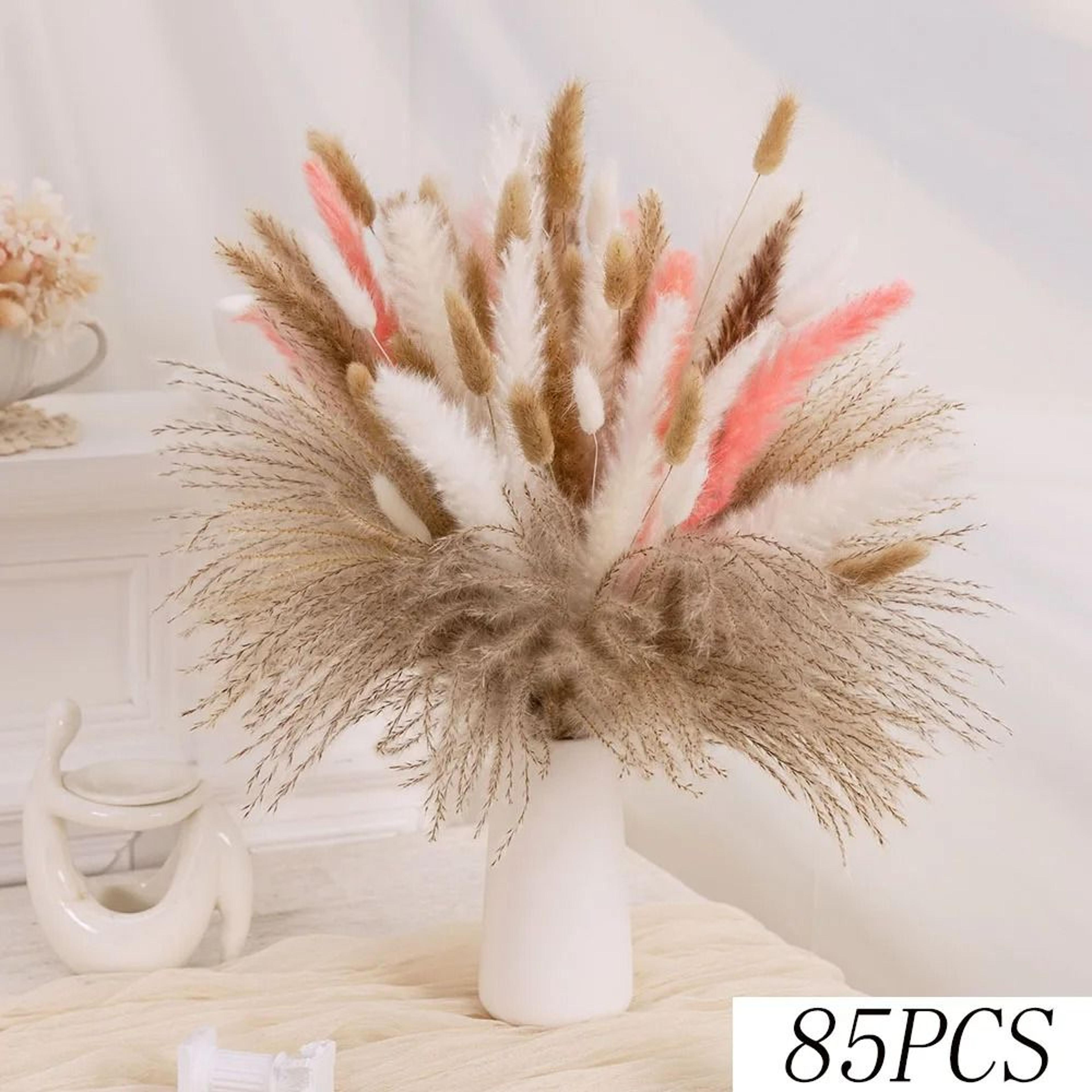 Pink White Dried Flower Pampas Bouquet  Boho Wedding Centerpiece Decor 10