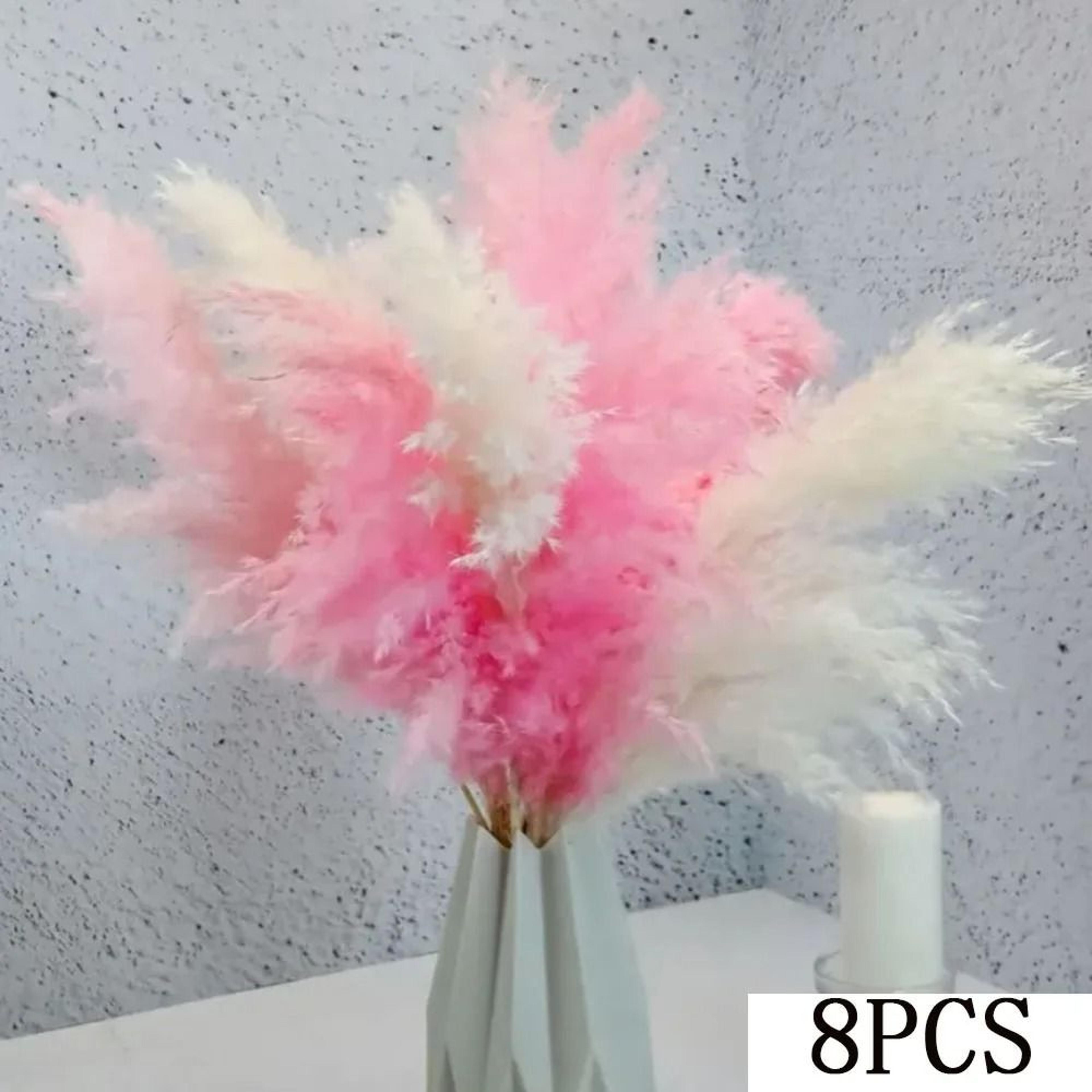 Pink White Dried Flower Pampas Bouquet  Boho Wedding Centerpiece Decor 11