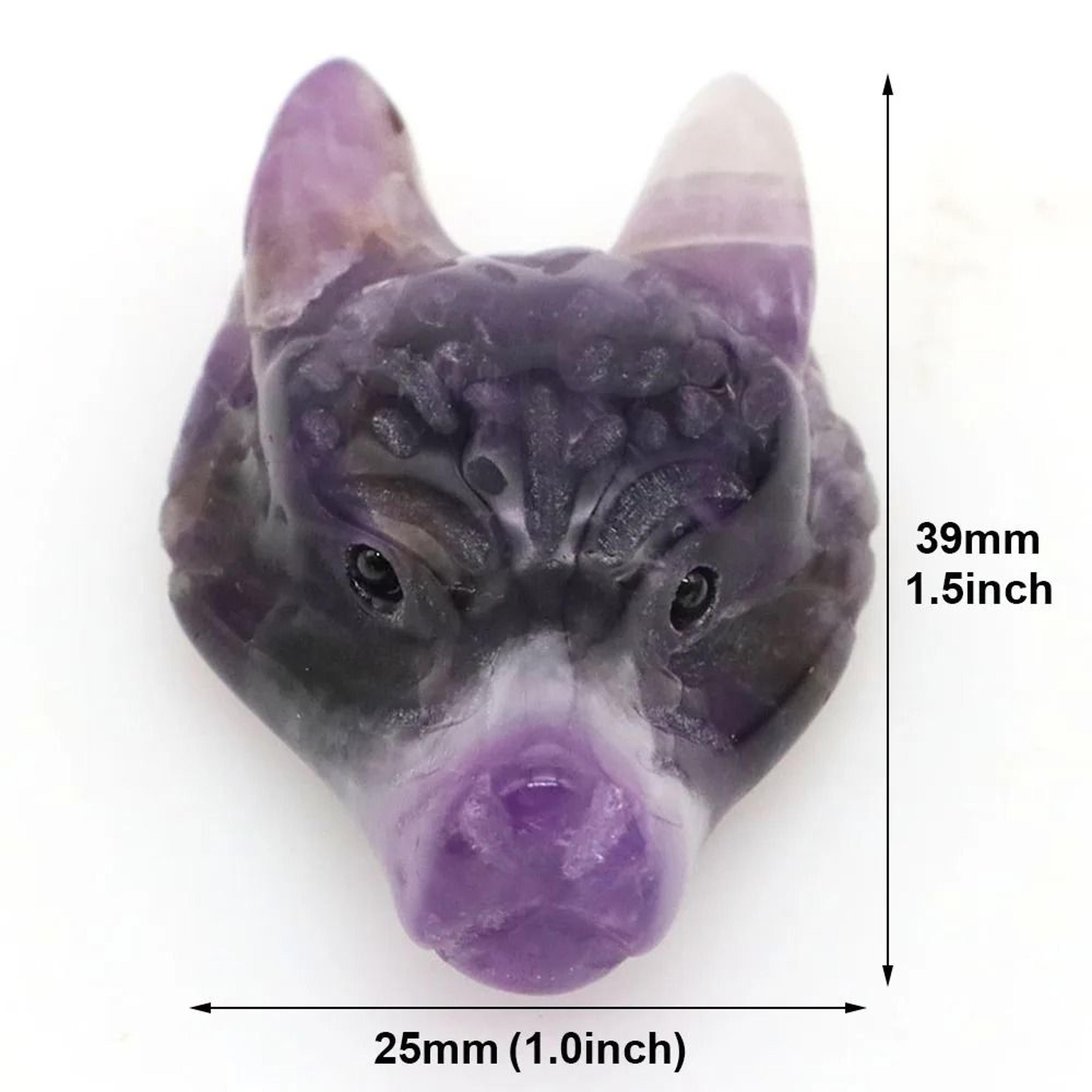Hand Carved Wolf Head Crystal Pendant  Natural Wolf Head Stone Pendant For Healing Jewelry Making 6