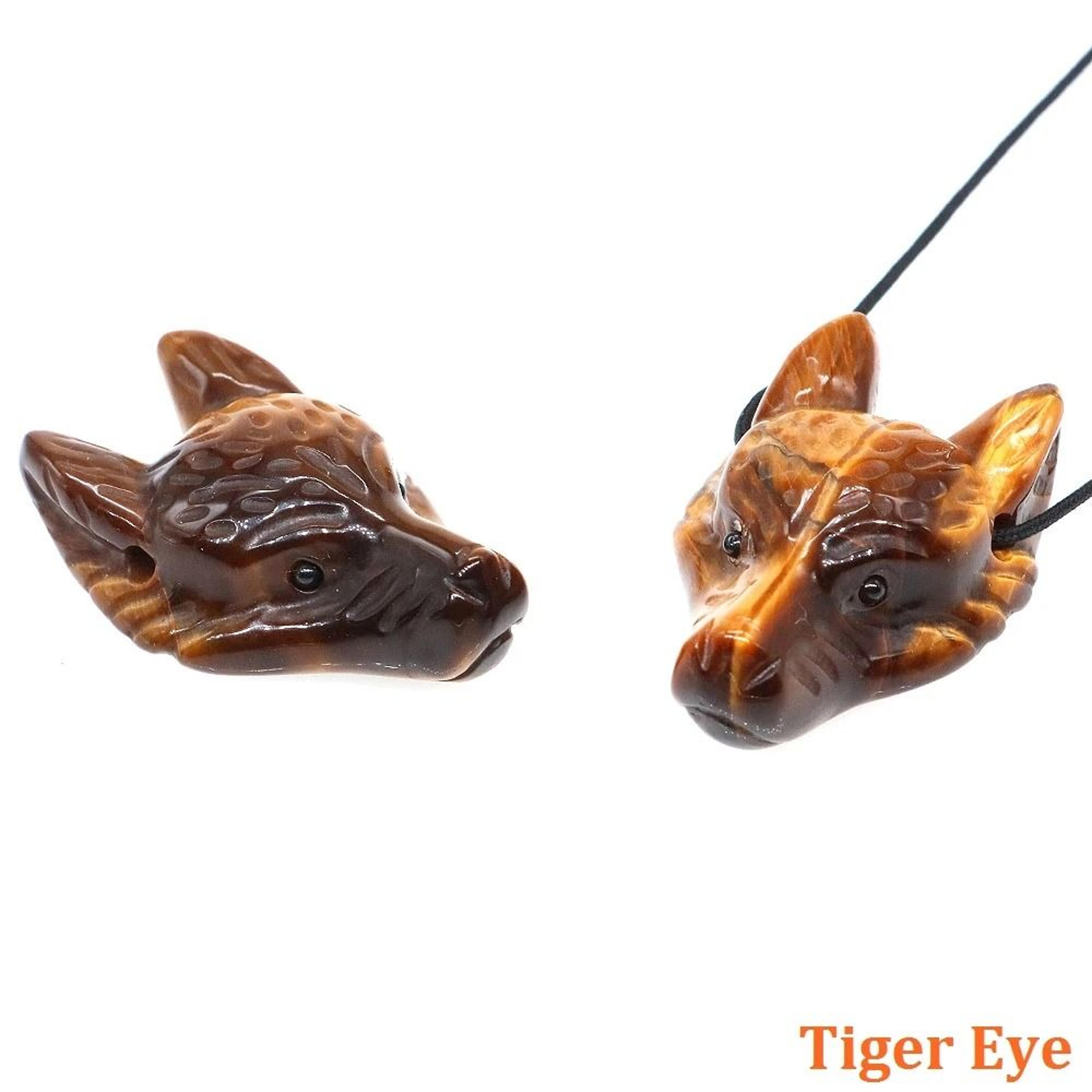 Hand Carved Wolf Head Crystal Pendant  Natural Wolf Head Stone Pendant For Healing Jewelry Making 22