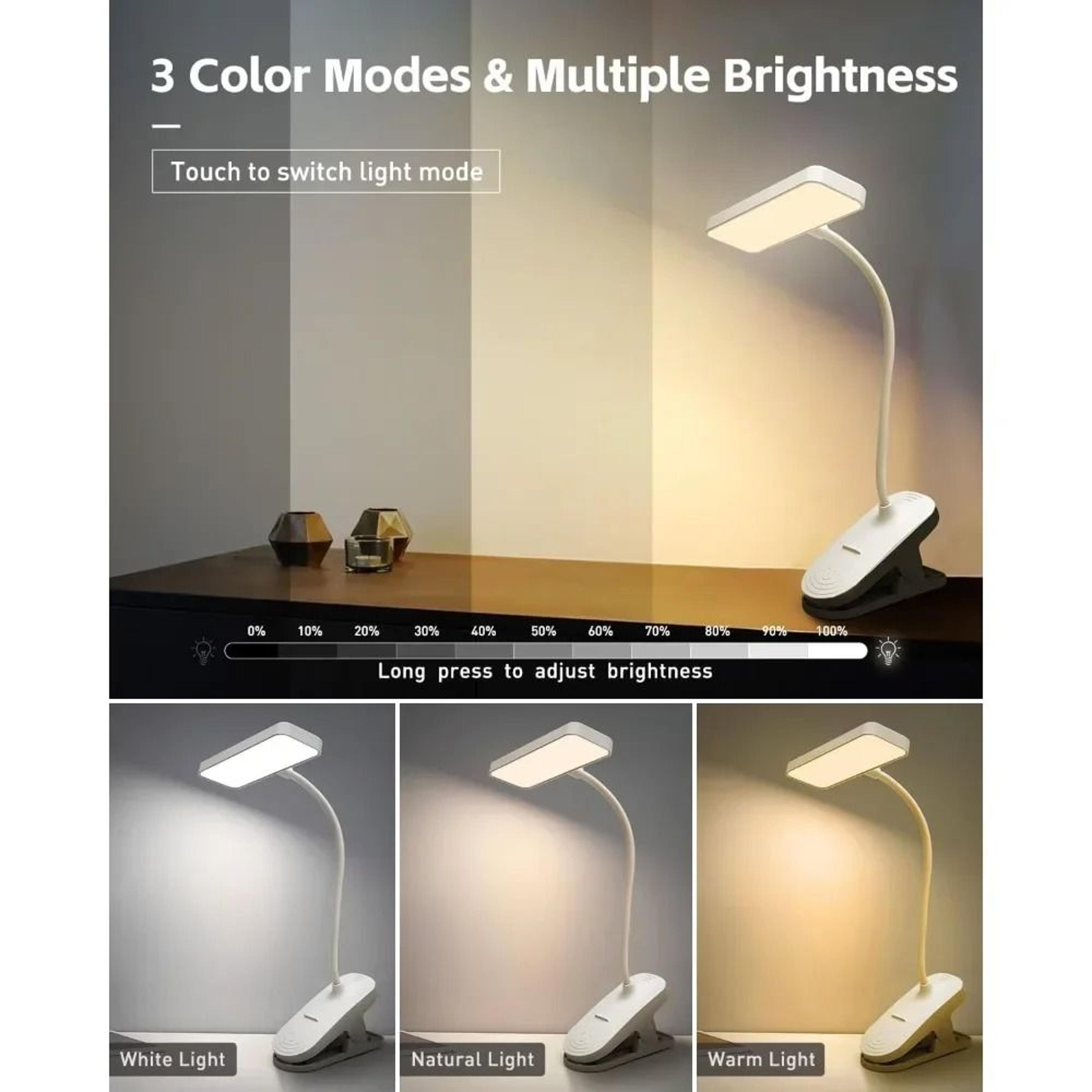 USB Rechargeable ClipOn LED Desk Lamp  LED Desk Lamp With Clip Flexible Gooseneck EyeCare Reading L 2