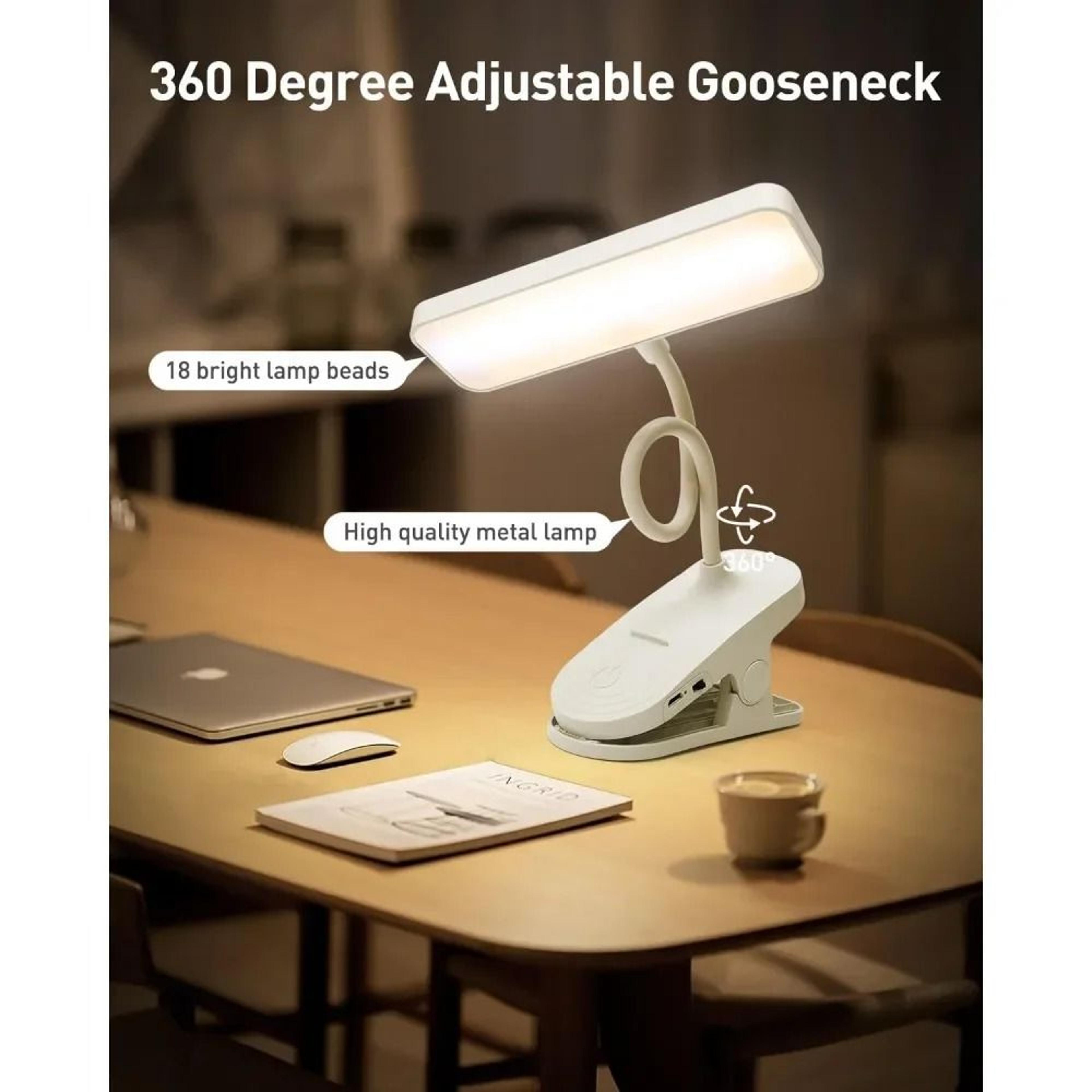 USB Rechargeable ClipOn LED Desk Lamp  LED Desk Lamp With Clip Flexible Gooseneck EyeCare Reading L 4