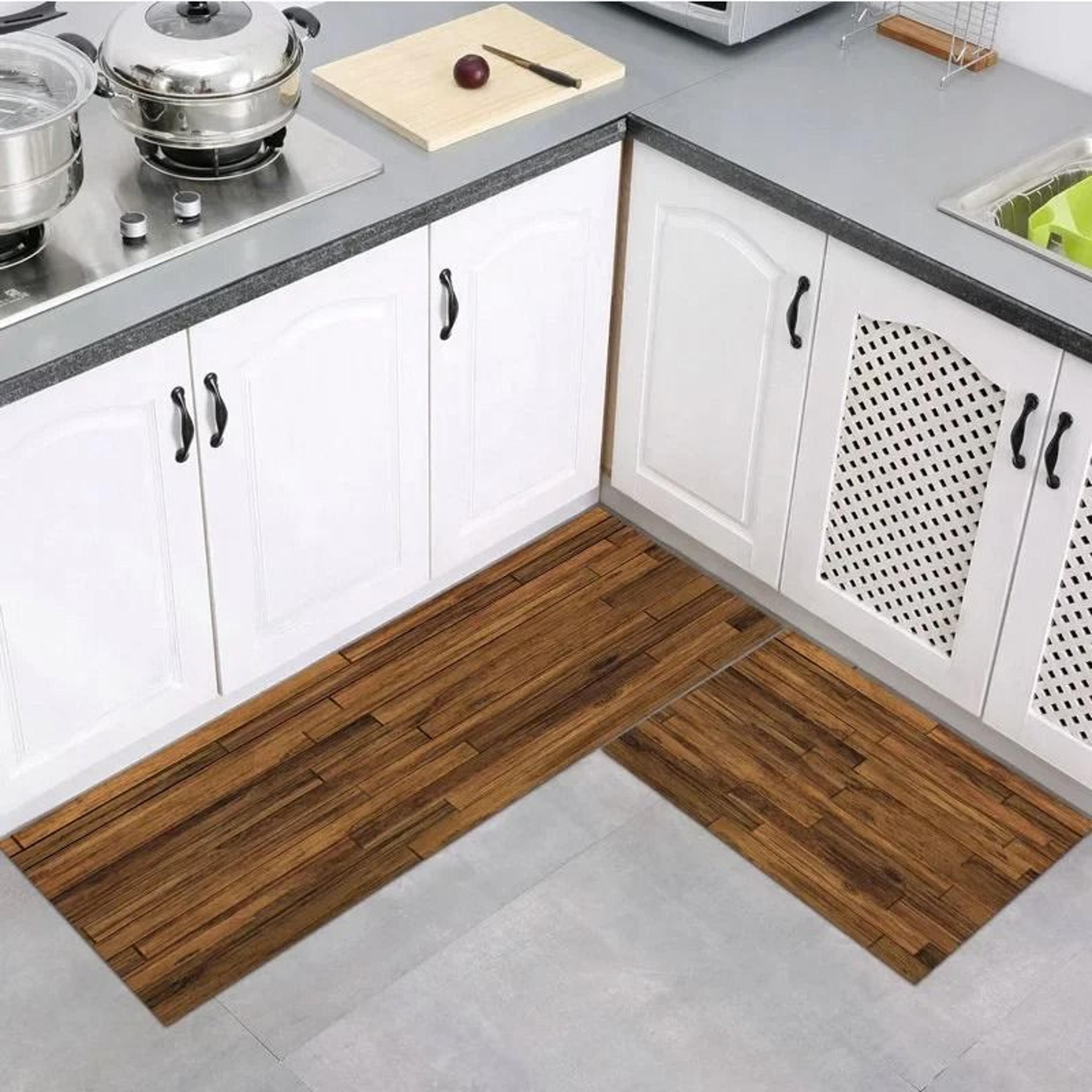 Modern Wood Grain NonSlip Floor Mat Soft Absorbent Entryway  Bathroom Rug 8