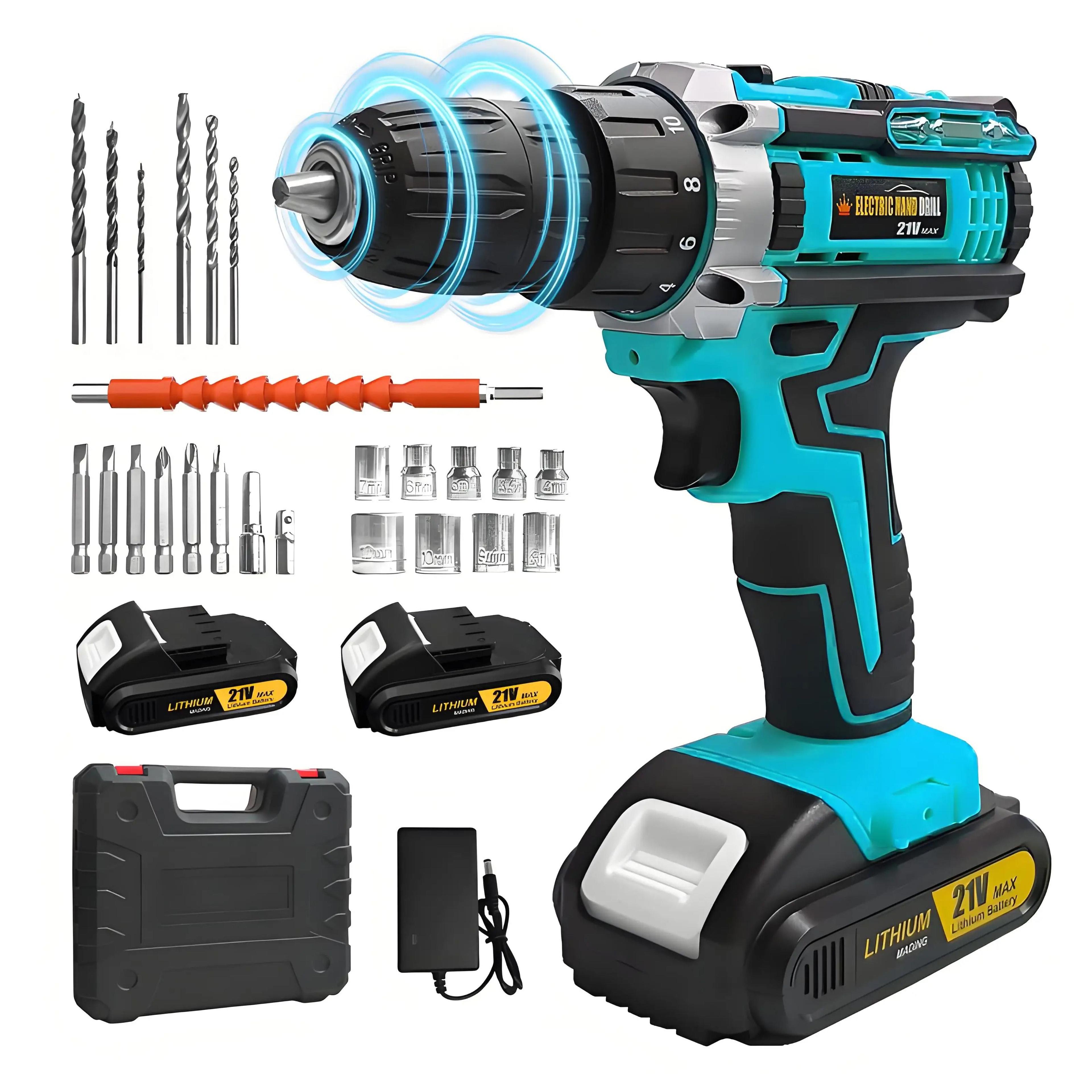 Lithium Cordless Electric Screwdriver Drill Combo Set Portable DIY Home Tool Kit 11