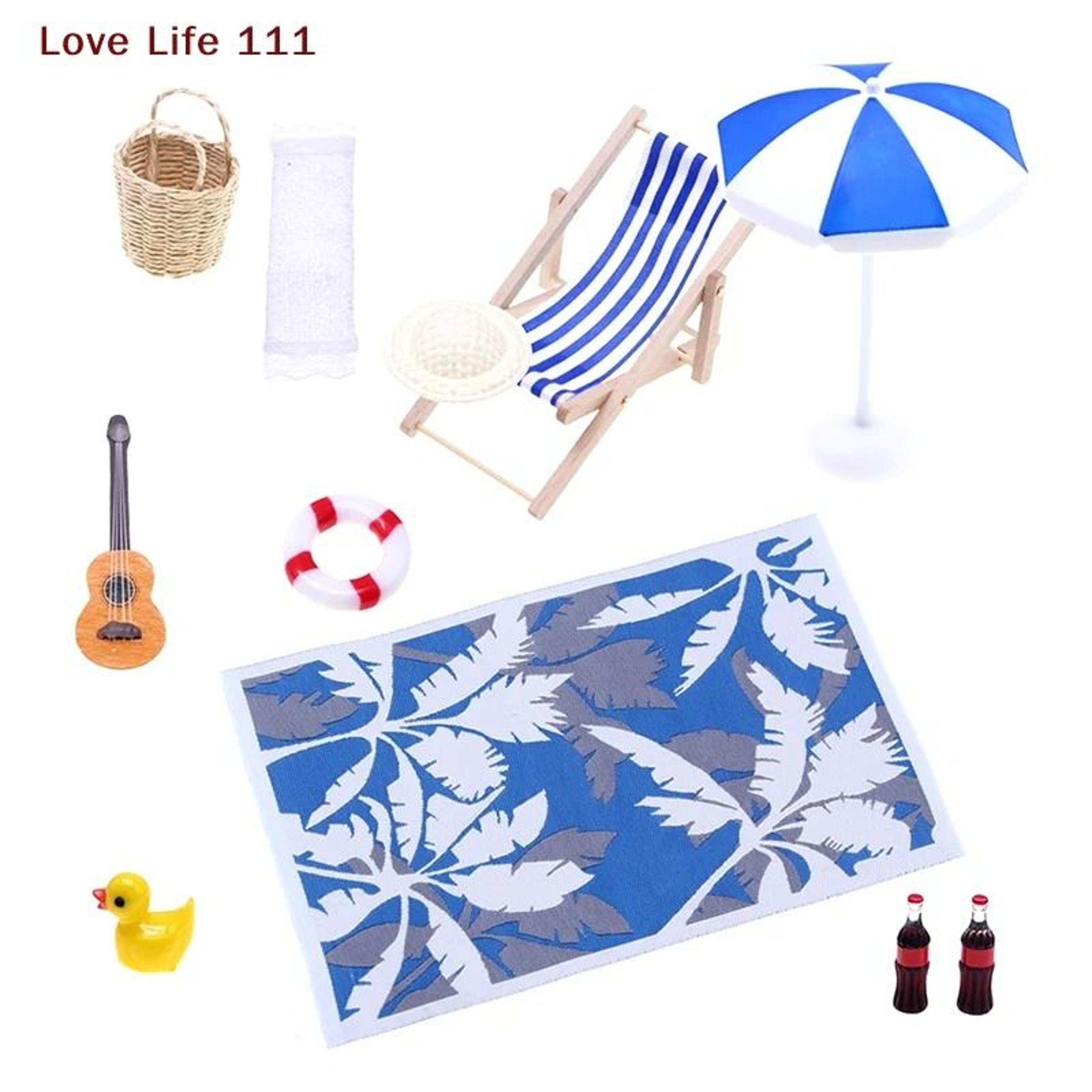mini beach umbrella and deck chair set fairy garden micro landscape decor