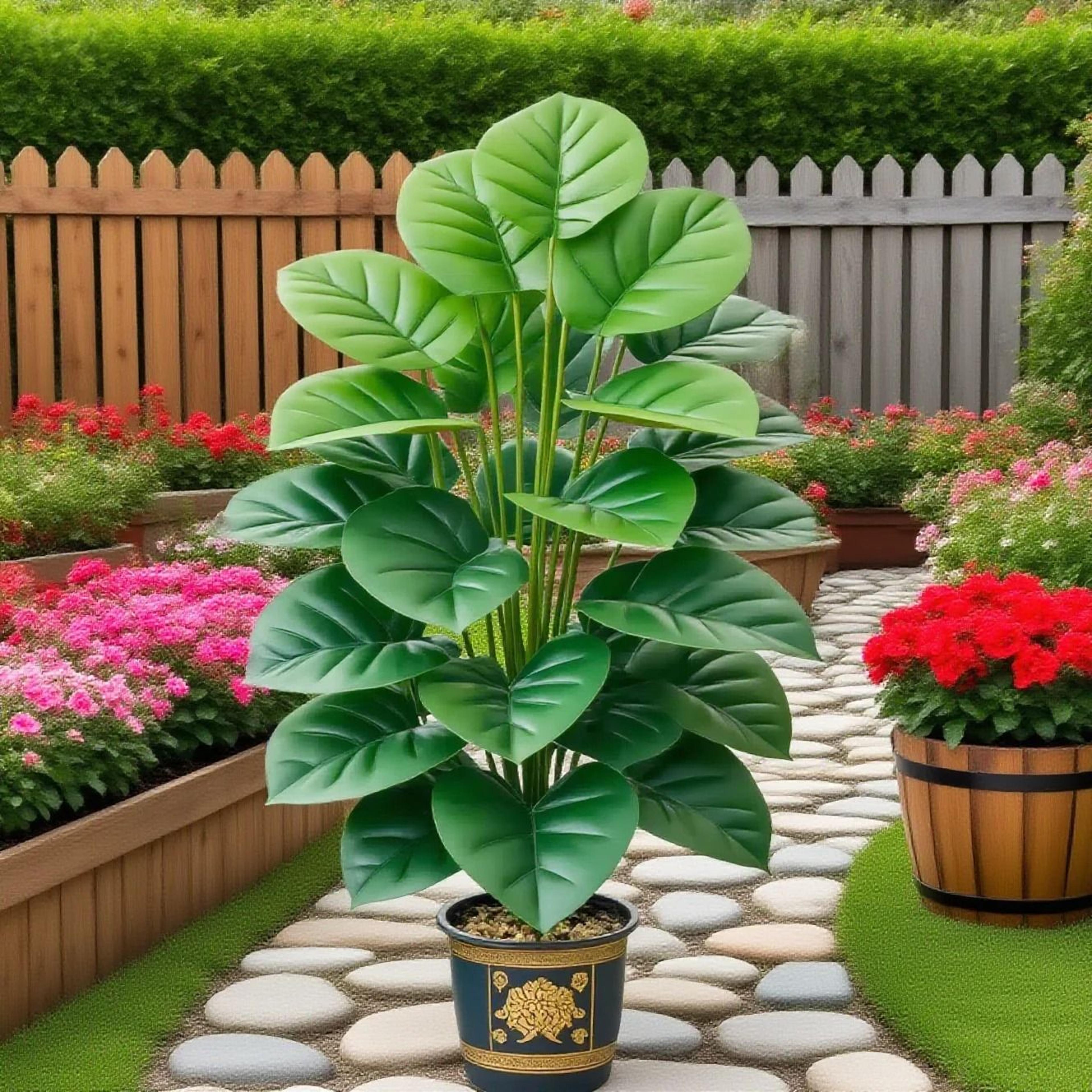 Large Artificial Pothos Plant In Pot With 24 Leaves Indoor Outdoor Faux Greenery 5