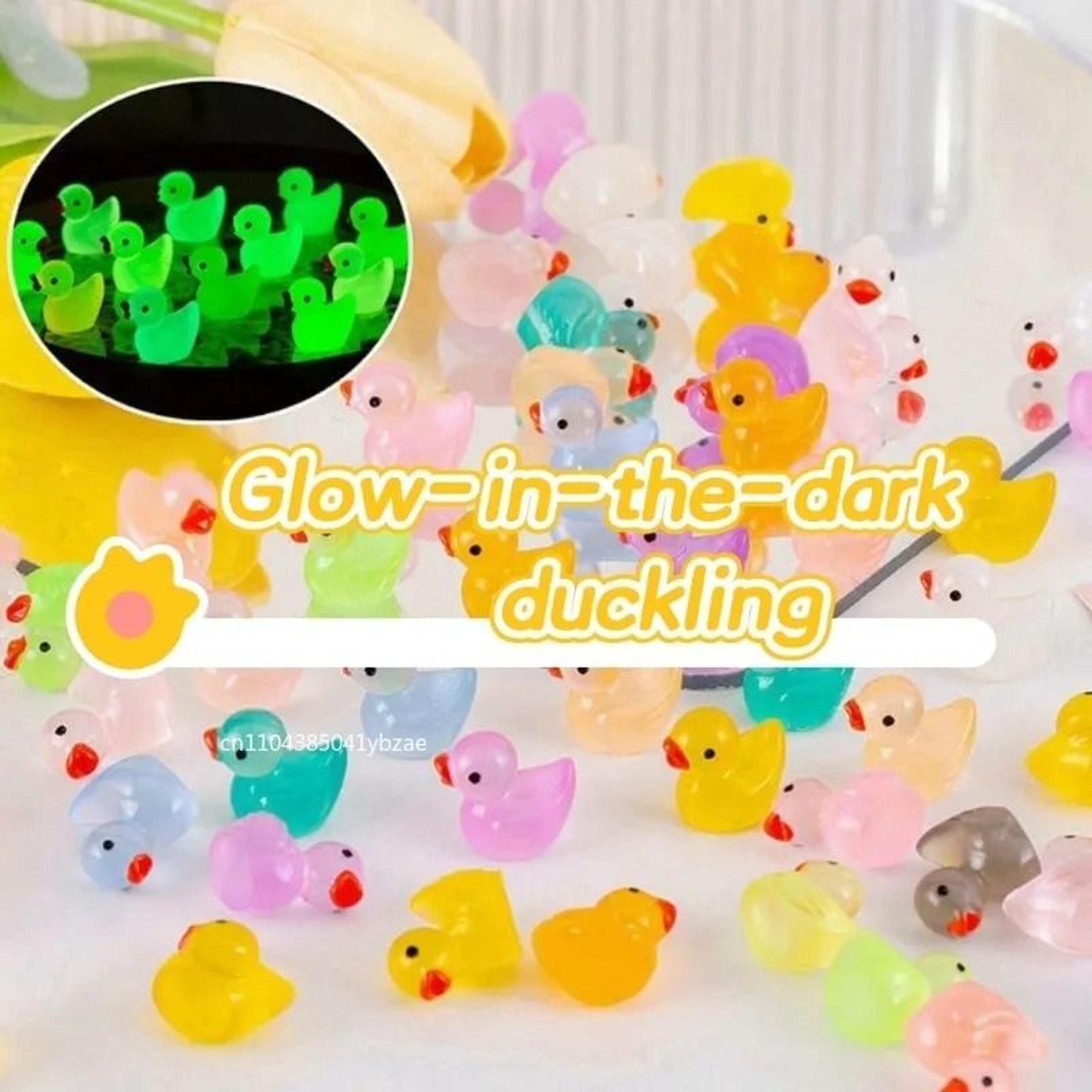 glow mini resin duck figurines set for fairy garden aquarium decor