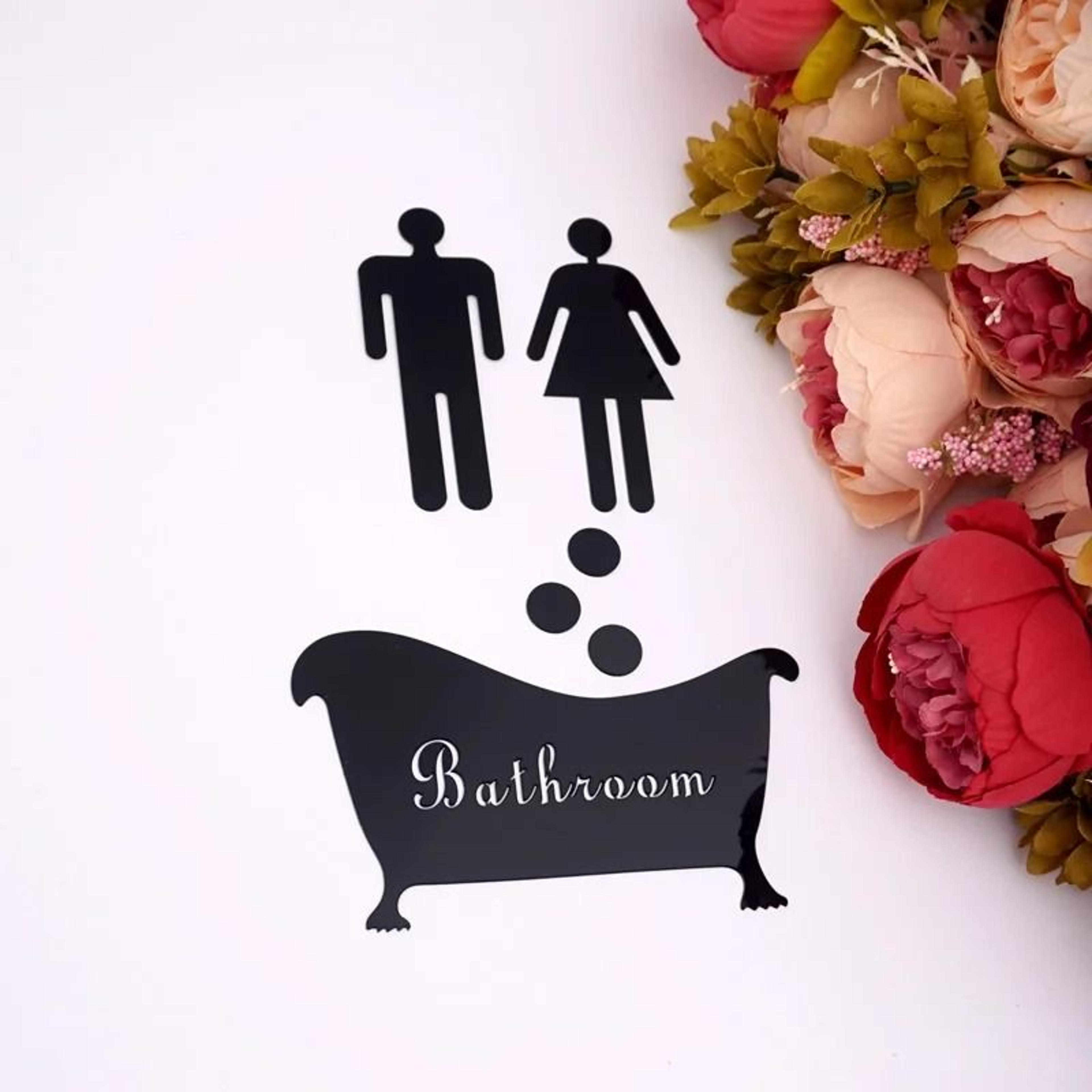 acrylic mirror bathroom sign stickers man woman toilet door decor