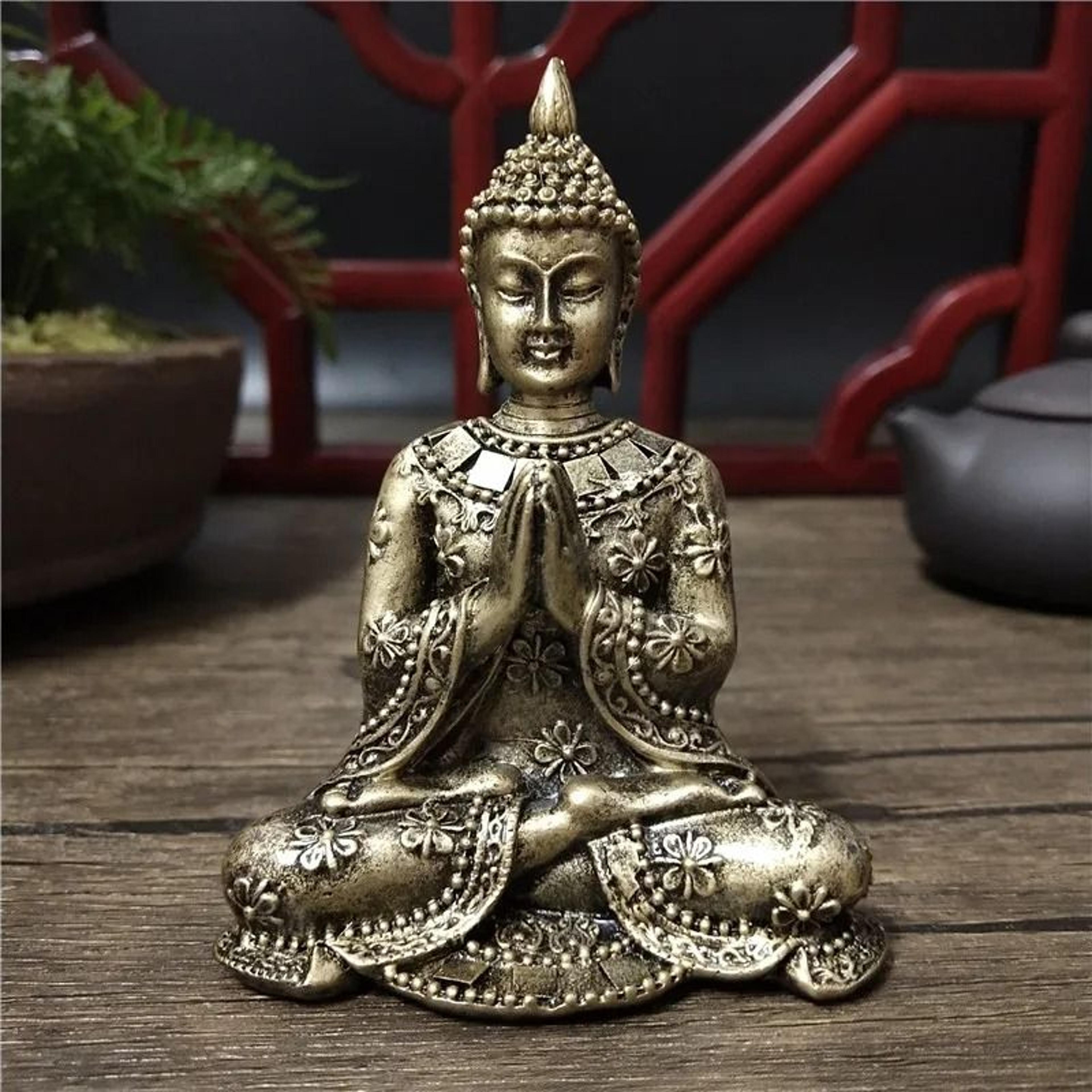 thai meditation buddha statue – bronze finish resin feng shui decor for peace & harmony