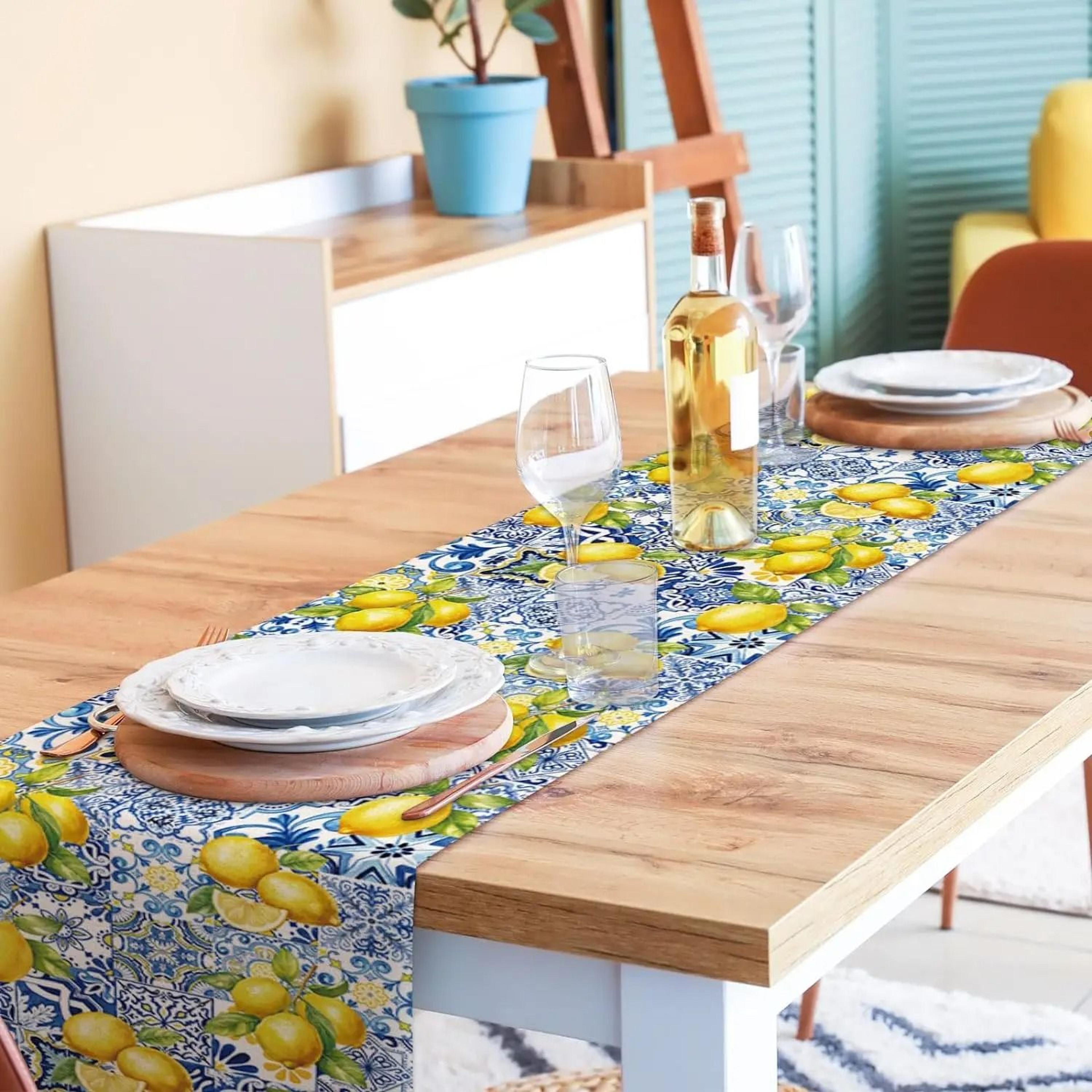 Summer Lemon Table Runner Farmhouse Linen Kitchen Table Decor For Dining  Parties 2