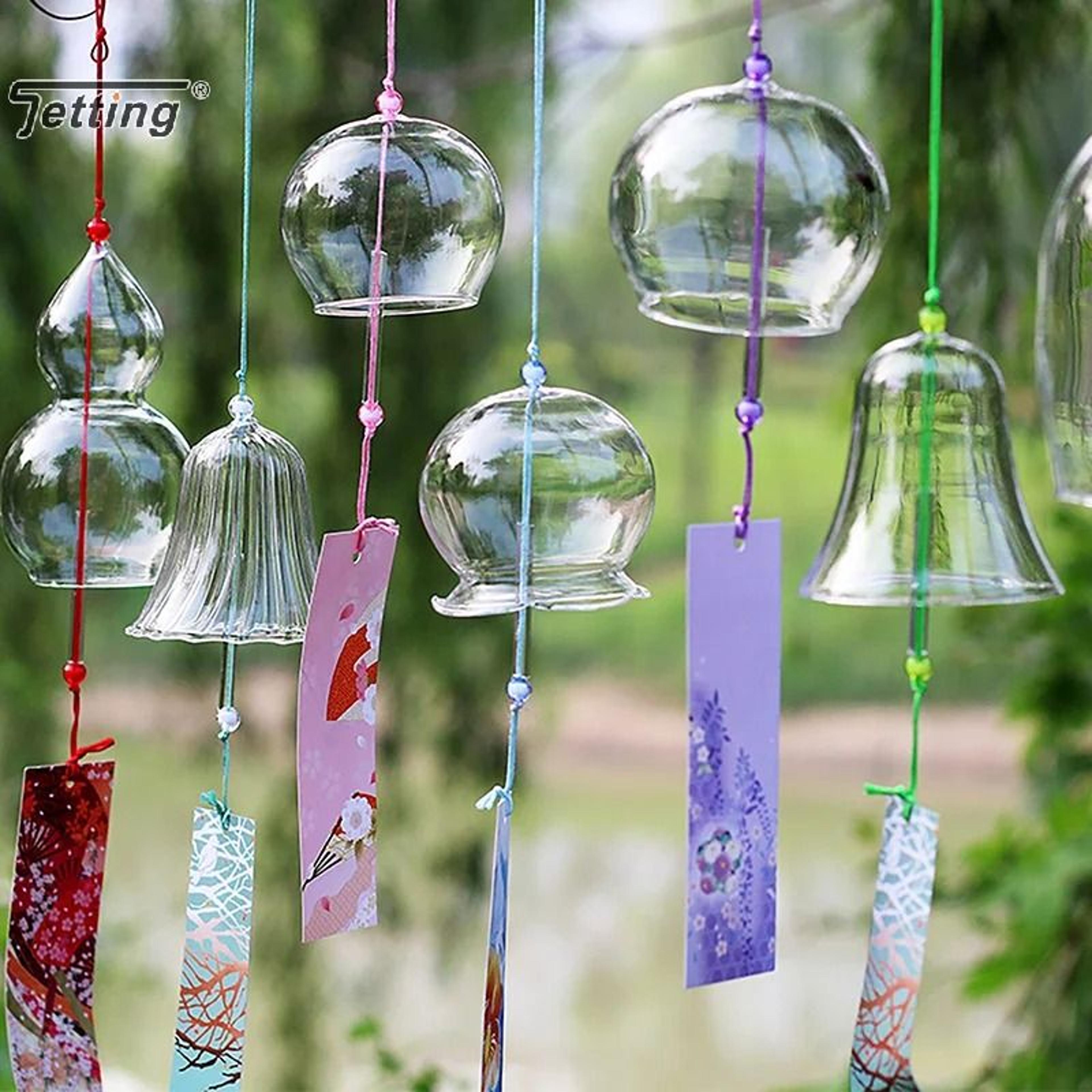 transparent glass wind chime bell japanese style hanging wind chimes for window & garden decor
