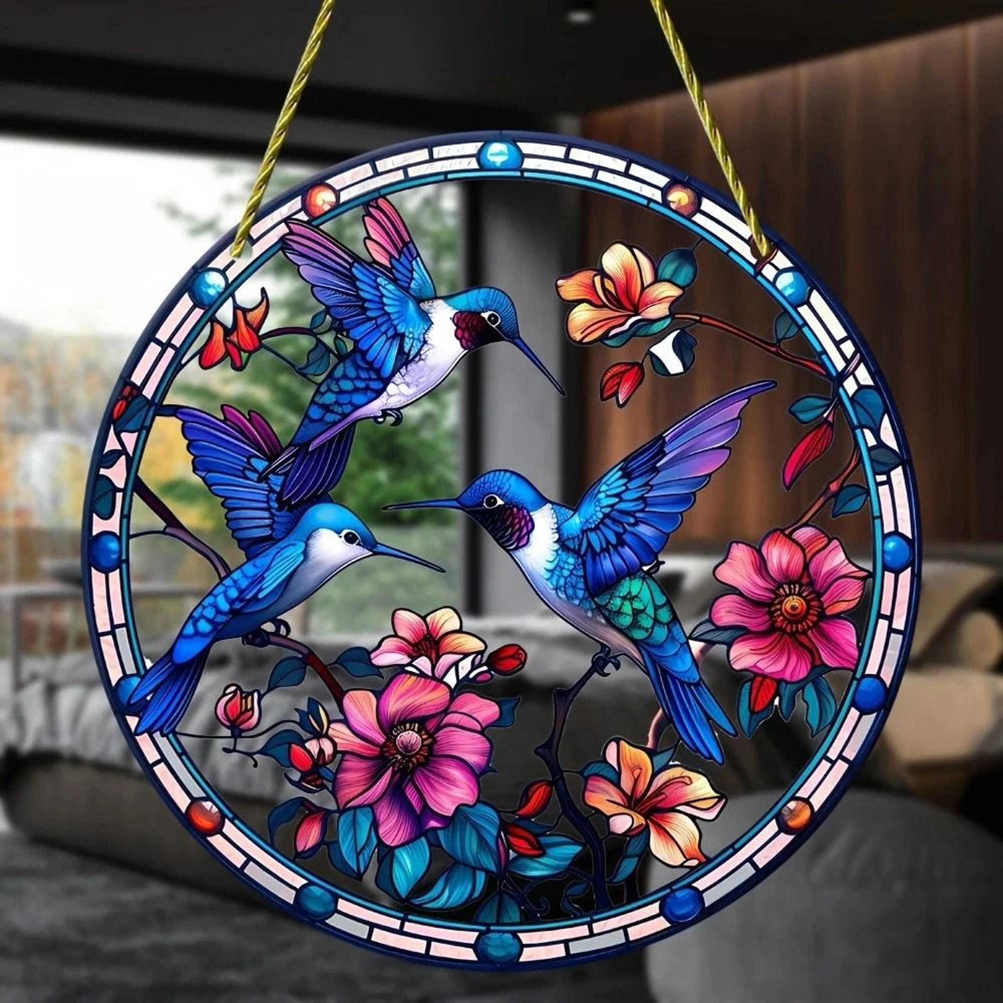 2D Acrylic Bird  Flower Hanging Pendant Decorative Ornament For Home Car Window 10