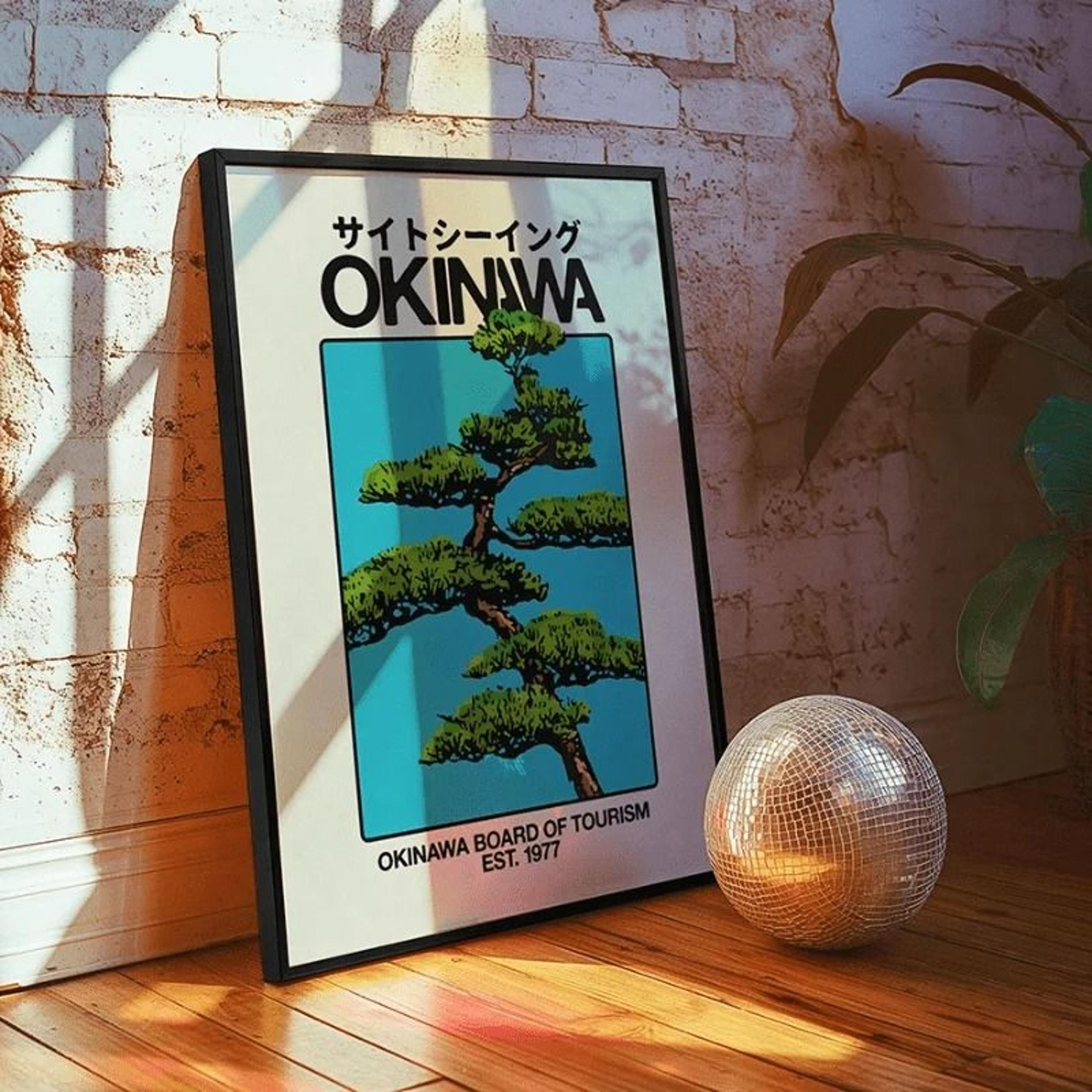 okinawa retro travel canvas wall art japanese skyline poster unframed decor
