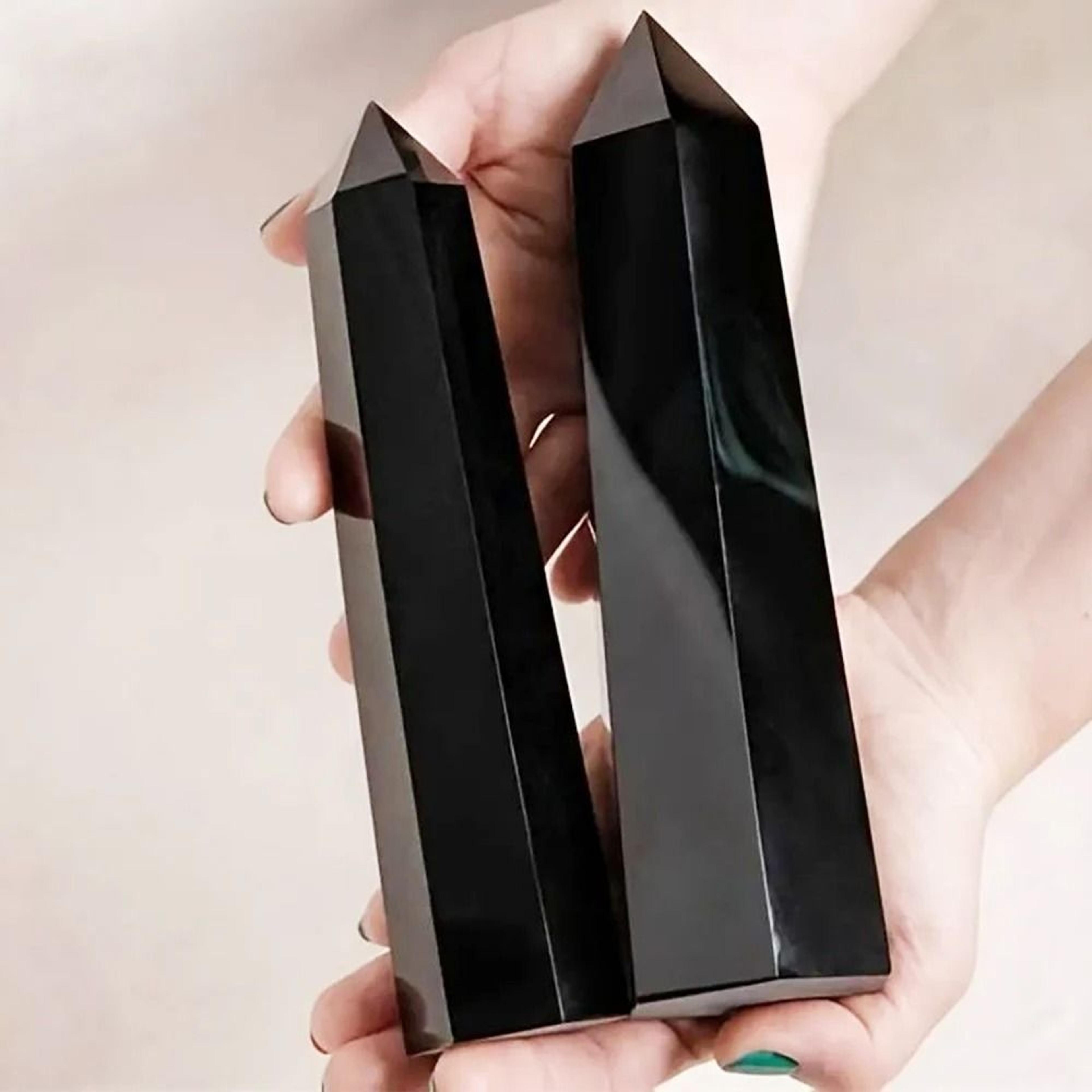 Natural Obsidian Crystal Tower Hexagonal Prism Wand For Protection  Modern Decor 3