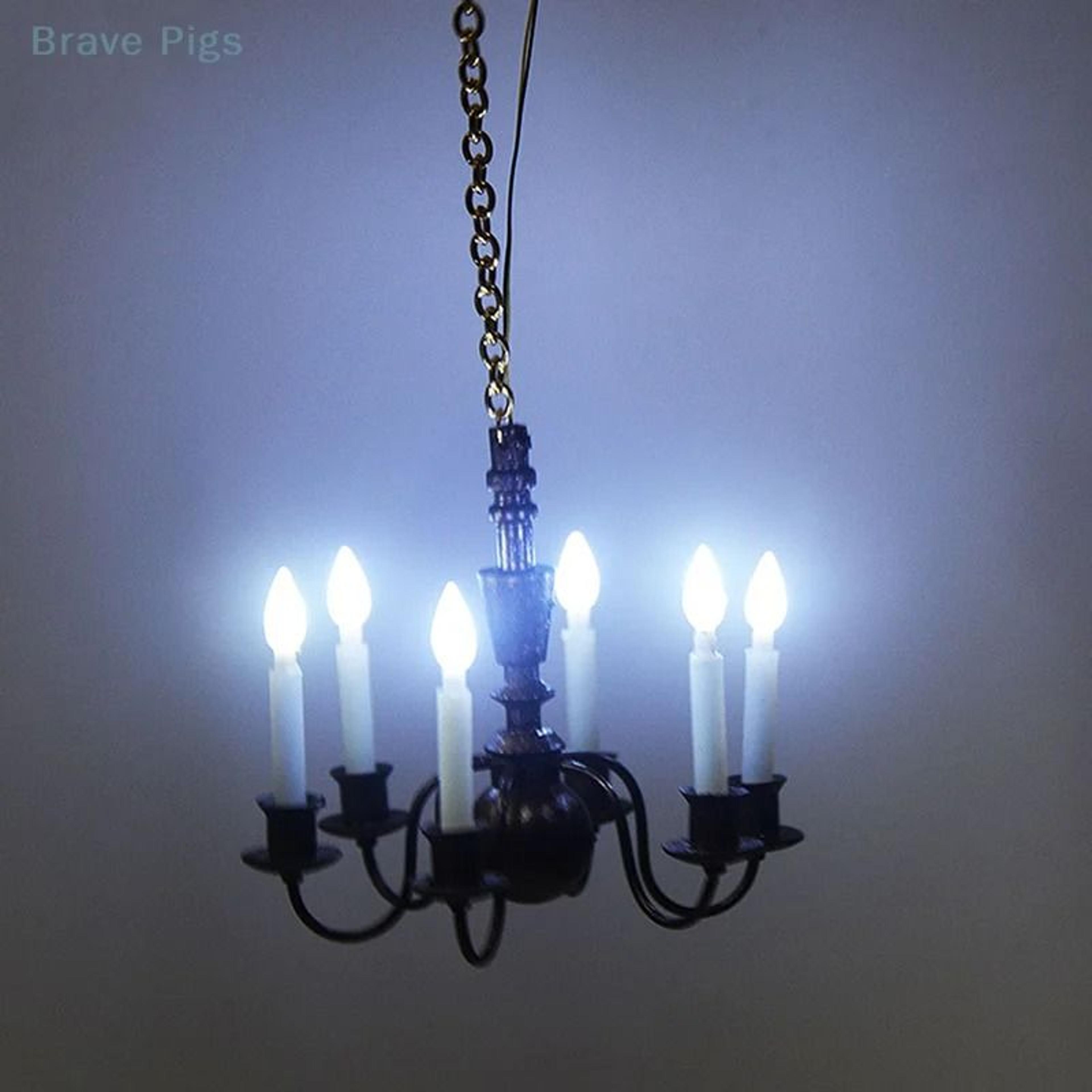 Mini LED Dollhouse Ceiling Chandelier 3V Realistic Light For DIY Miniature Scenes 2