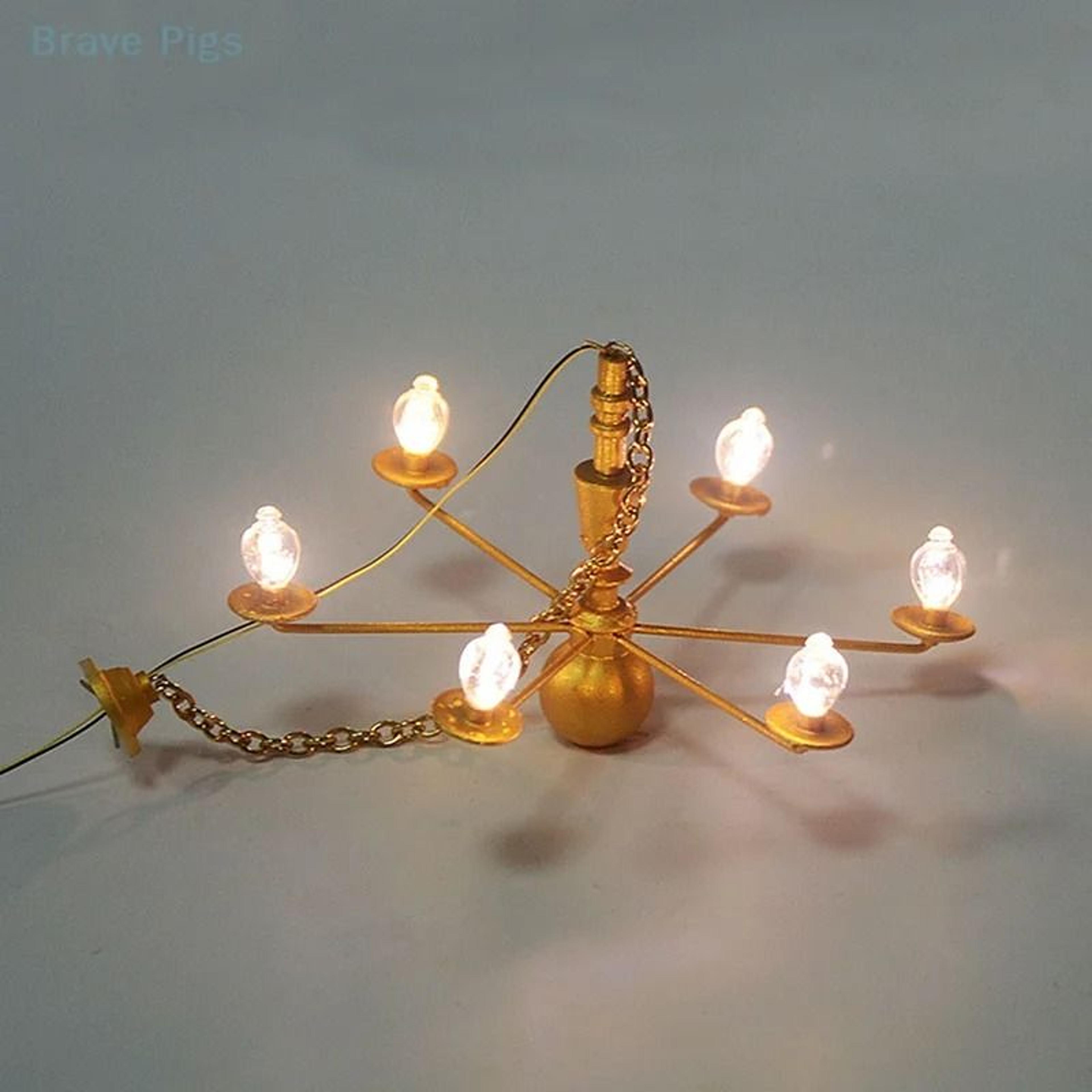Mini LED Dollhouse Ceiling Chandelier 3V Realistic Light For DIY Miniature Scenes 3